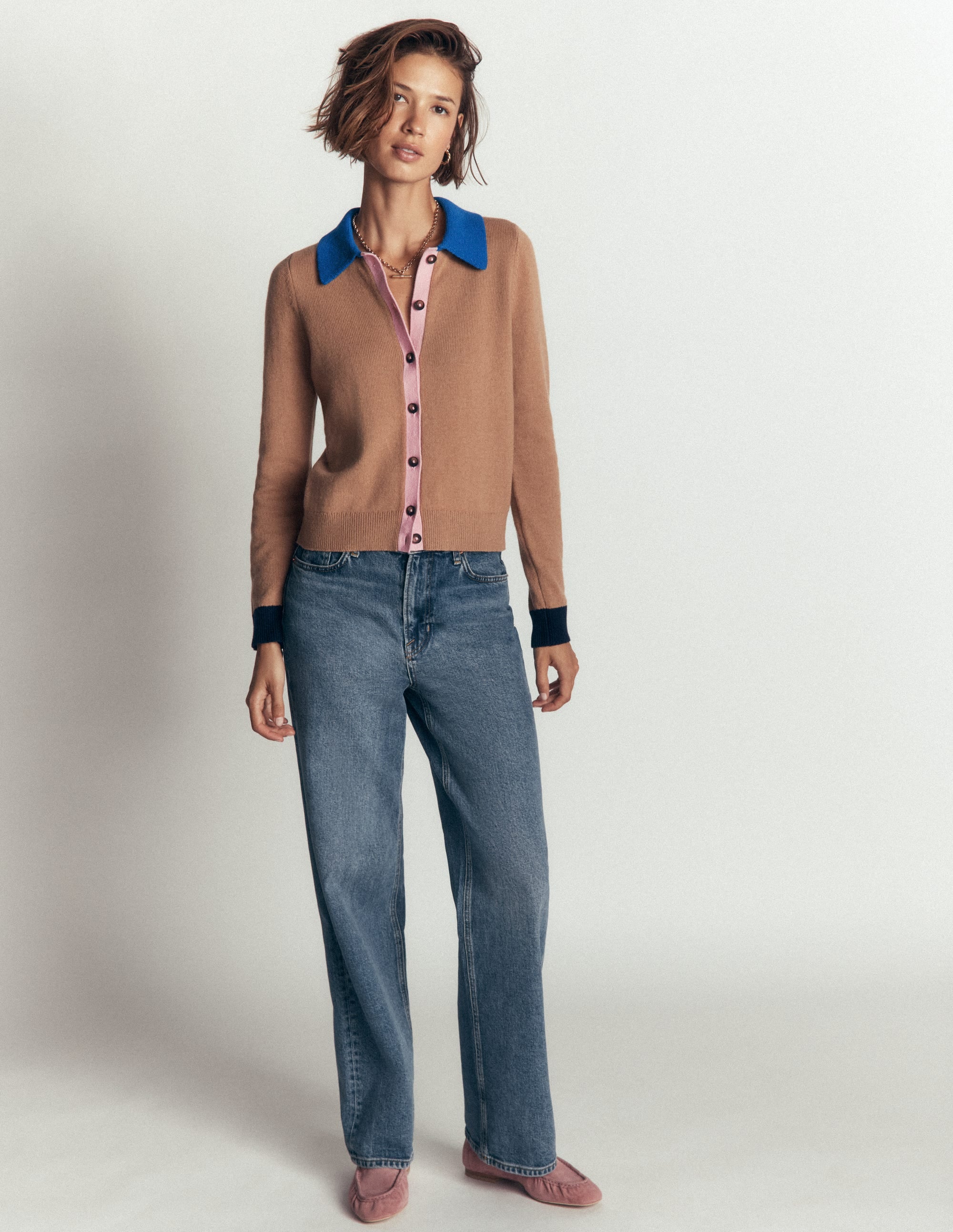 Ariadne Strickjacke aus Alpaka-Mischung-Camel Meliert, Blockfarben - Image 4