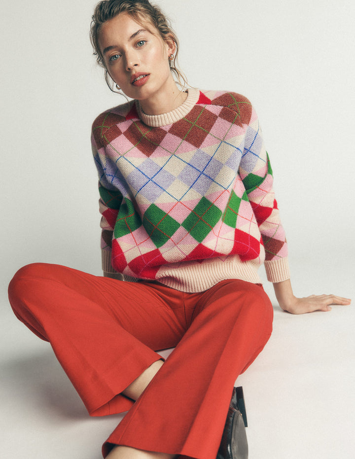 Ariadne Pullover aus Alpaka-Mischung-Bunt, Argyle-Muster