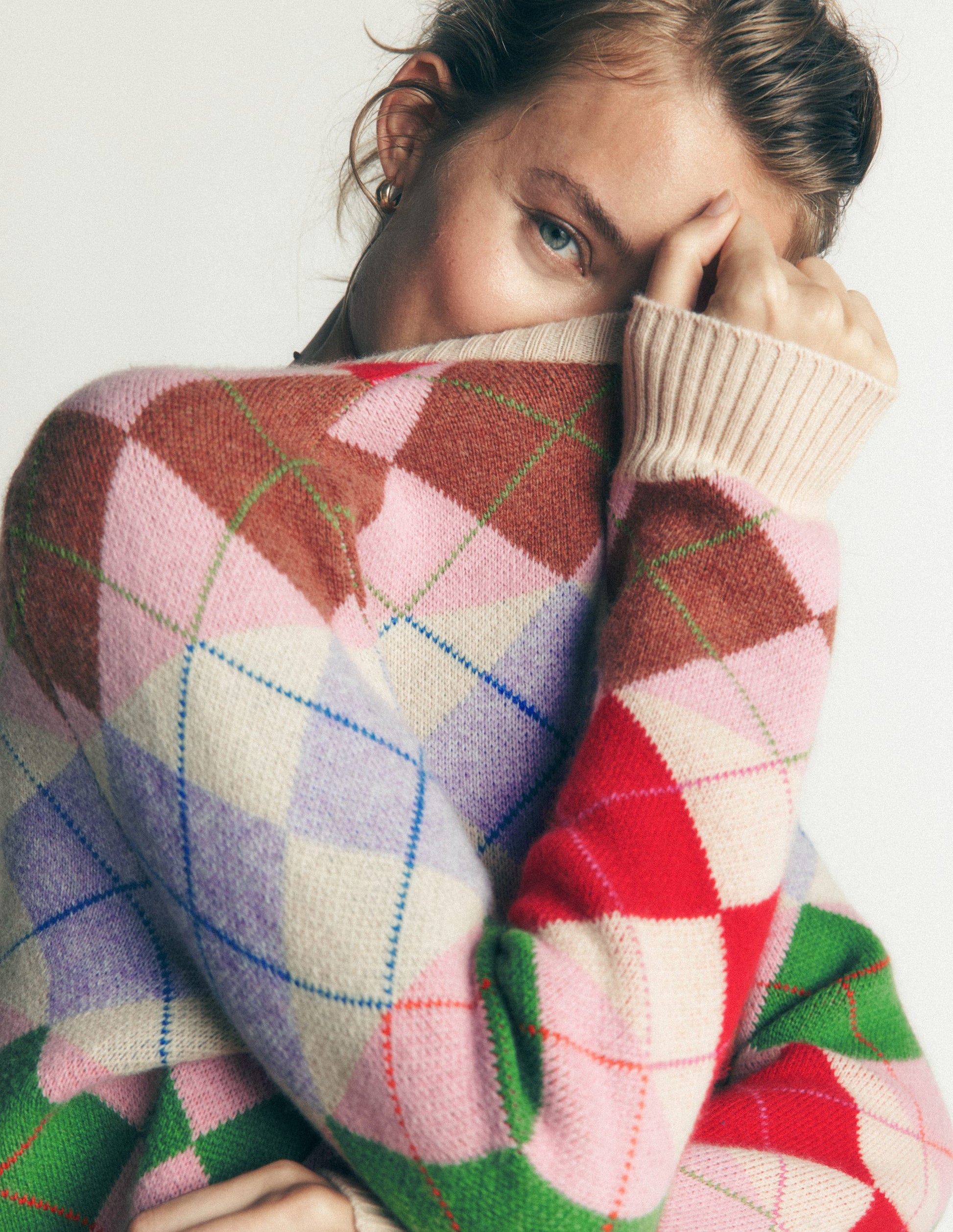 Ariadne Pullover aus Alpaka-Mischung-Bunt, Argyle-Muster-4