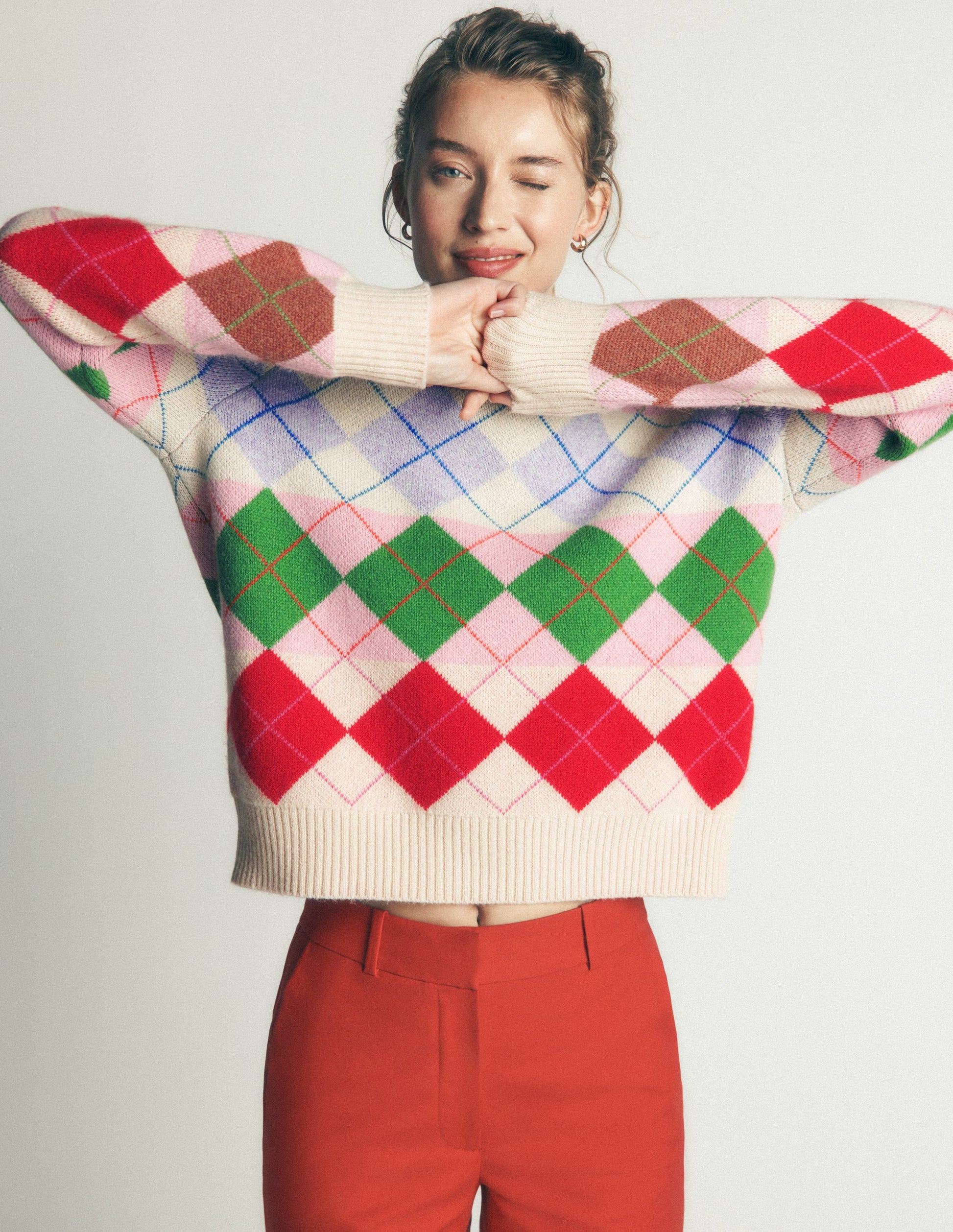 Ariadne Pullover aus Alpaka-Mischung-Bunt, Argyle-Muster-7