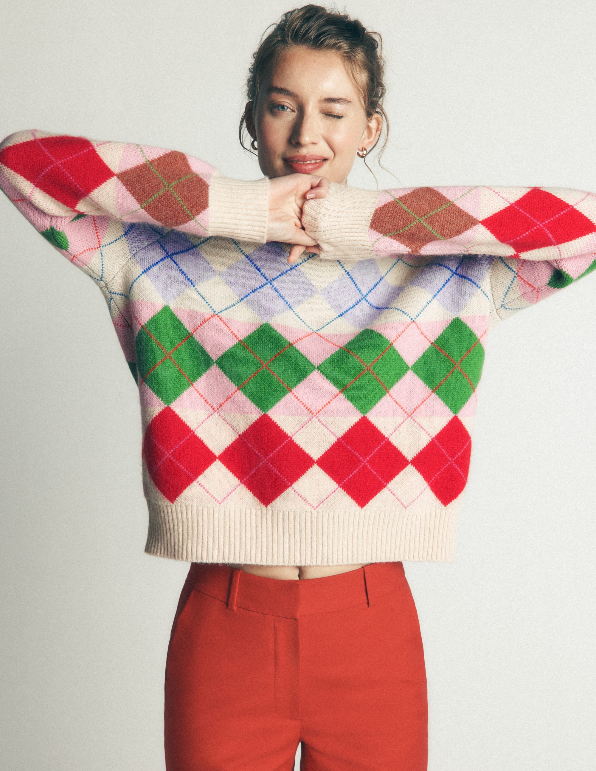 Ariadne Pullover aus Alpaka-Mischung-Bunt, Argyle-Muster - Image 6