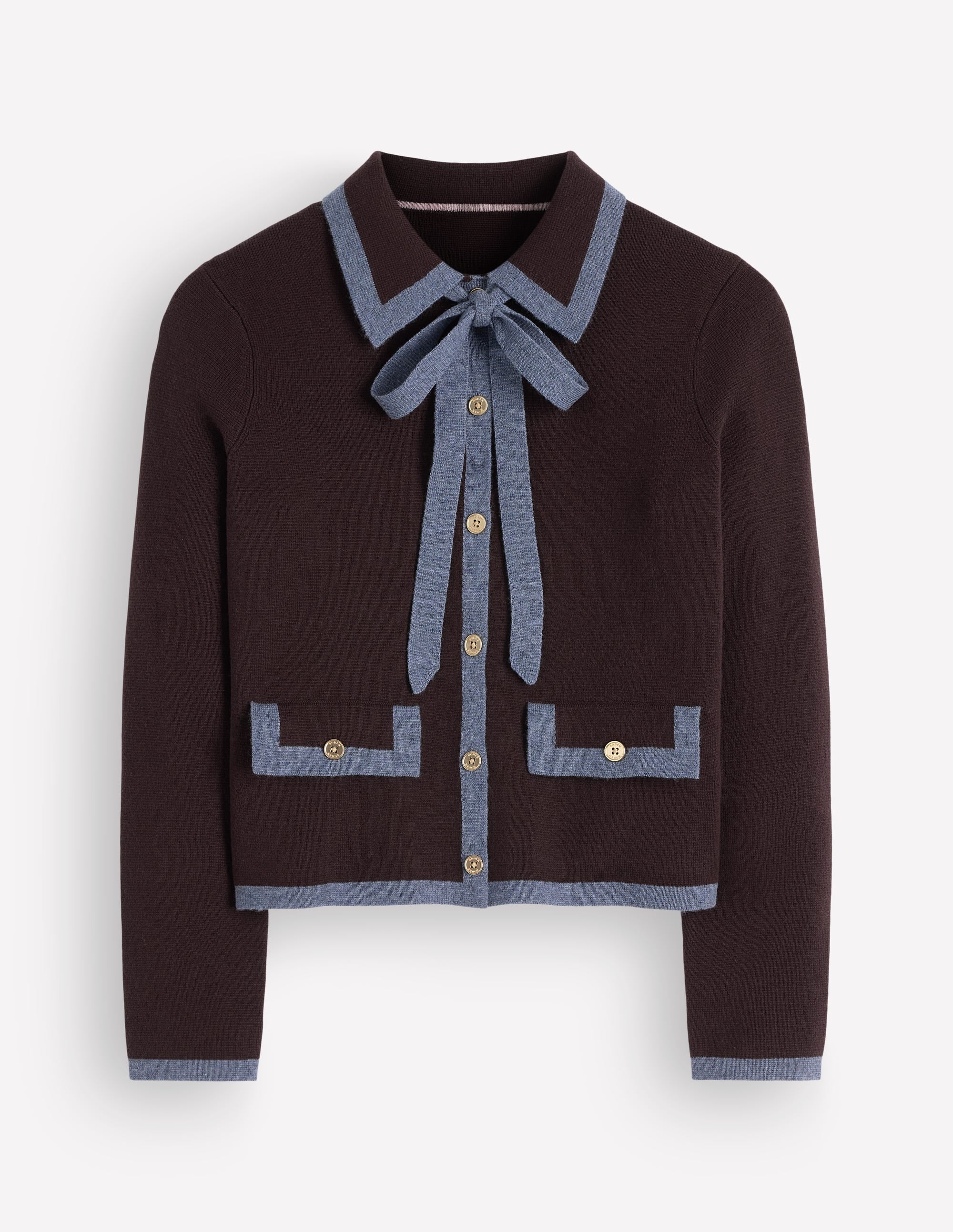 Elizabeth Strickjacke mit Schleife-Bitterschokolade - Image 7