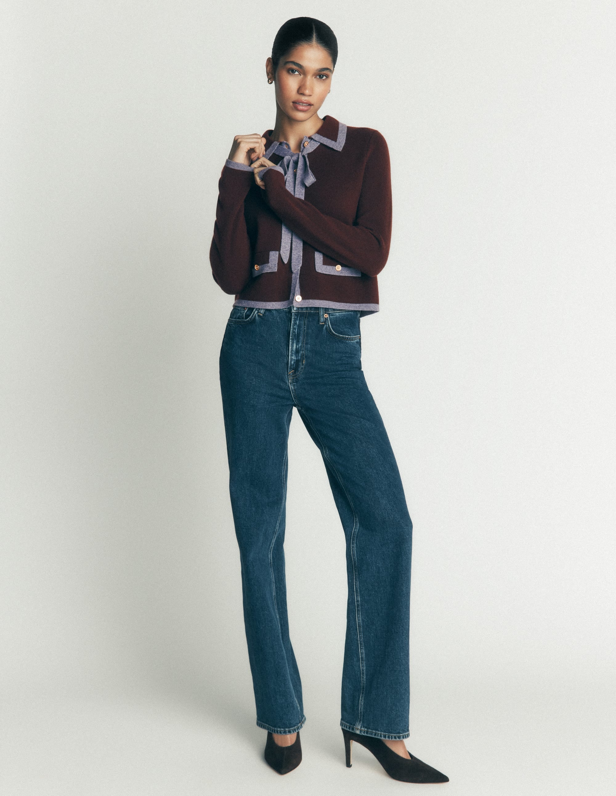 Elizabeth Strickjacke mit Schleife-Bitterschokolade - Image 5