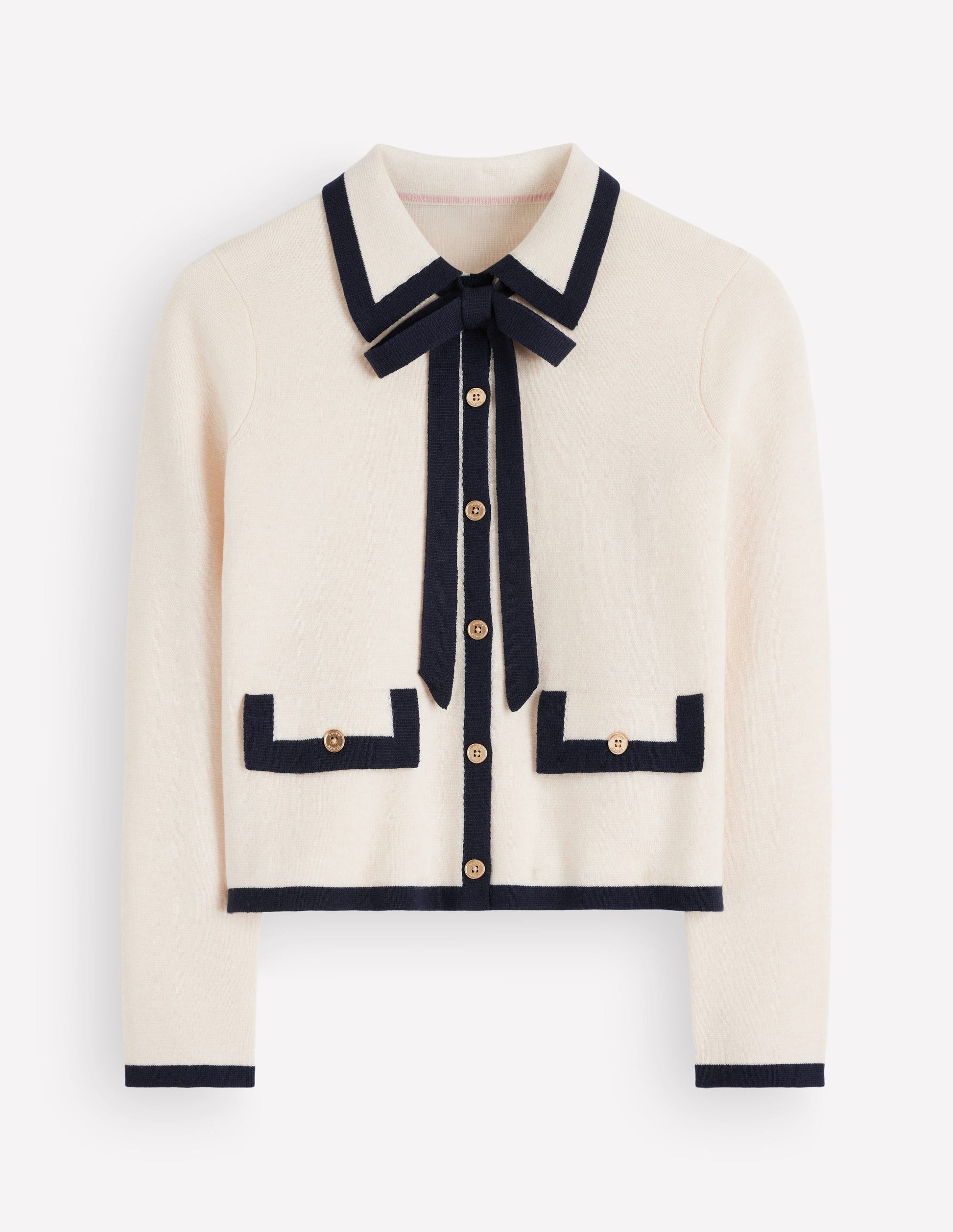 Elizabeth Strickjacke mit Schleife-Warmes Naturweiß-7