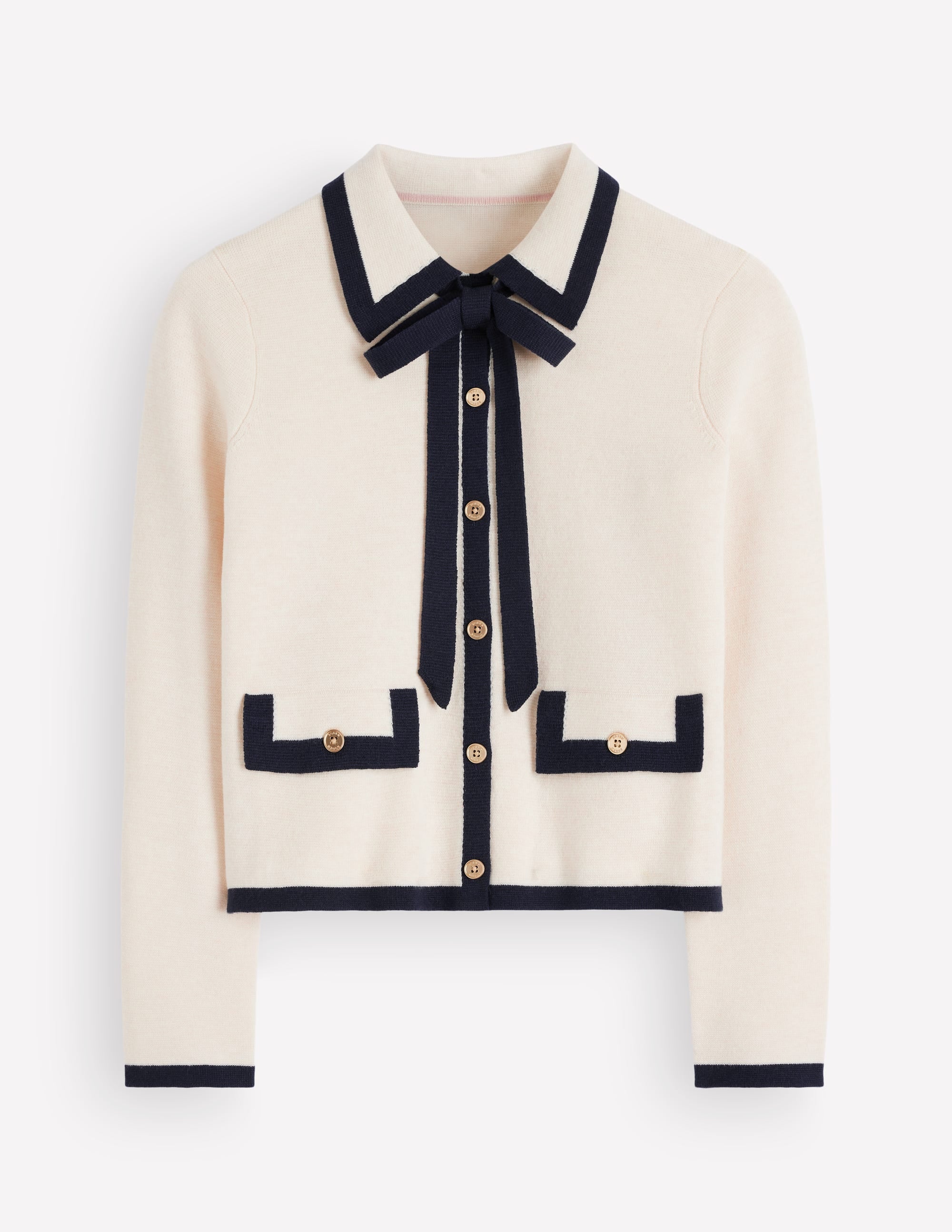 Elizabeth Strickjacke mit Schleife-Warmes Naturweiß - Image 6