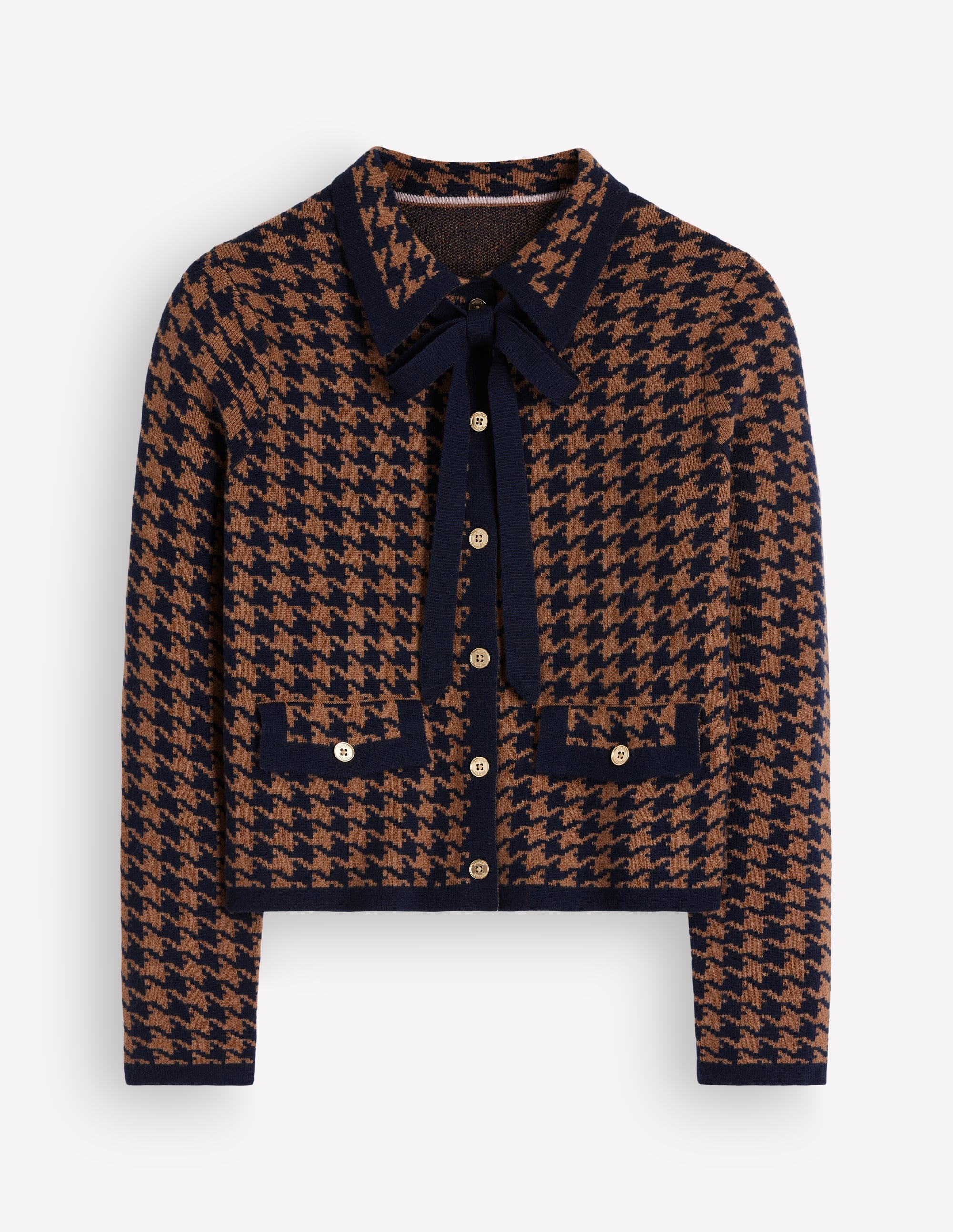 Elizabeth Strickjacke mit Schleife-Camel, Hahnentrittmuster - Image 6