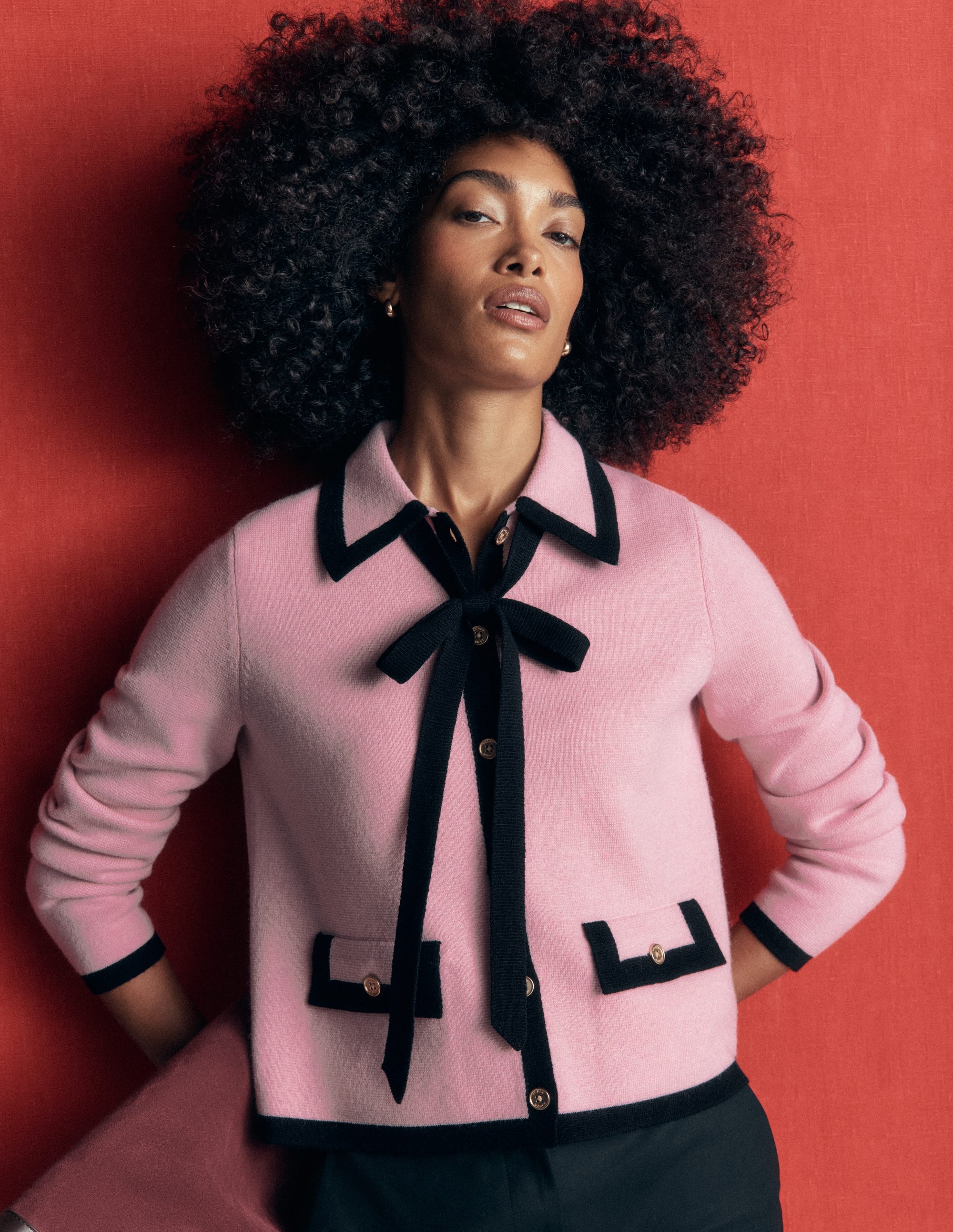 Veste en maille Elizabeth à nœud-Orchideenrosa - Image 1
