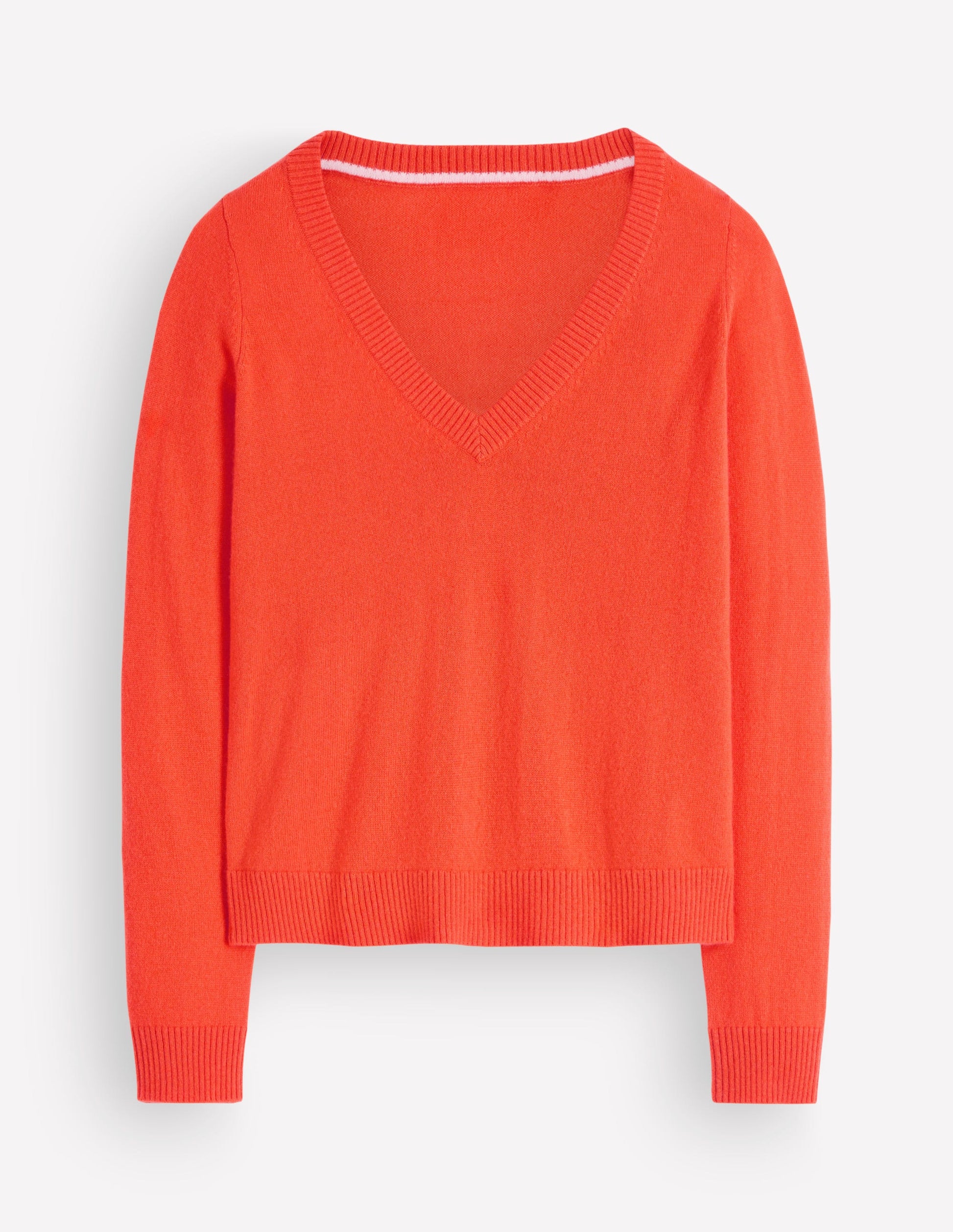 Elsie Kaschmirpullover mit V-Ausschnitt-Tigerlilie-5