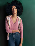 Elsie Kaschmirpullover mit V-Ausschnitt-Rosa Heide