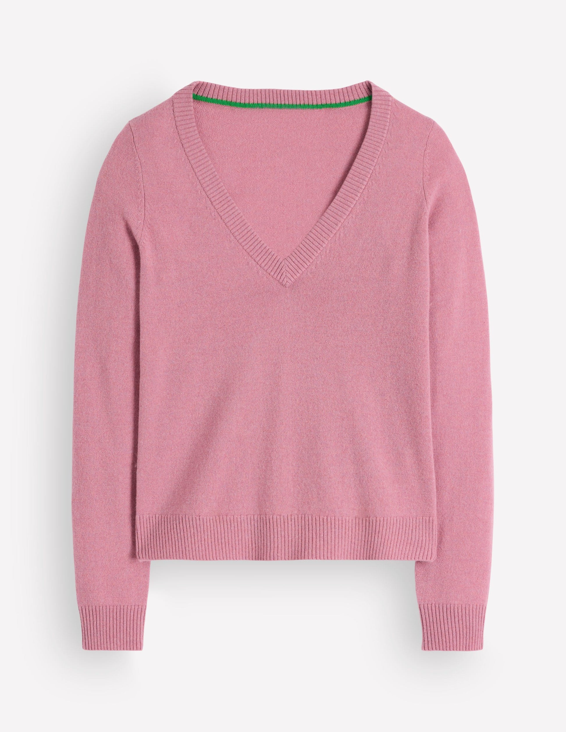 Elsie Kaschmirpullover mit V-Ausschnitt-Rosa Heide-6