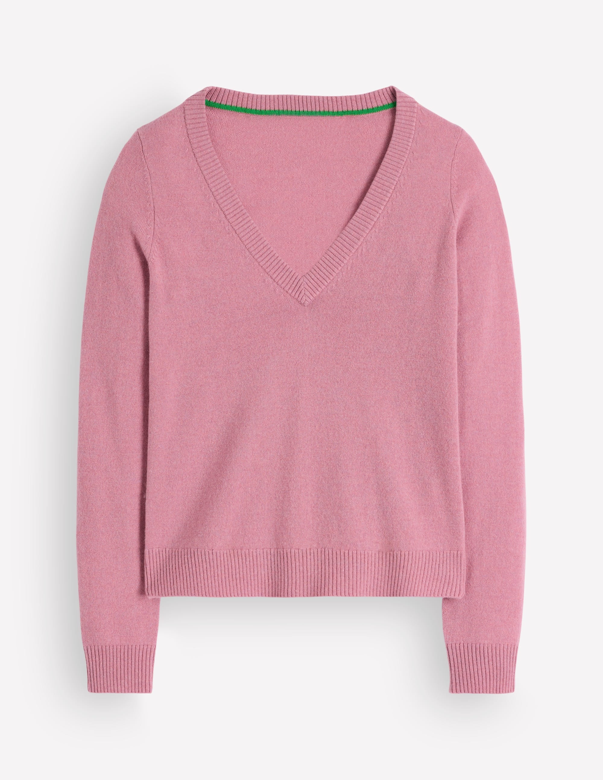 Elsie Kaschmirpullover mit V-Ausschnitt-Rosa Heide - Image 6