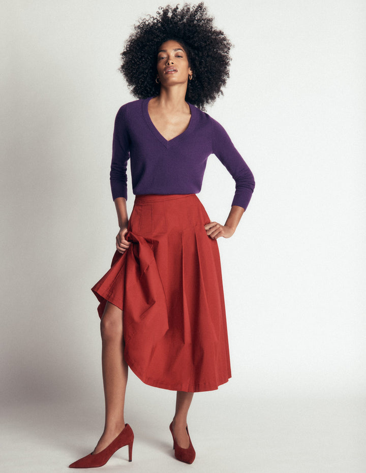 Elsie Cashmere V Neck Jumper-Deep Grape