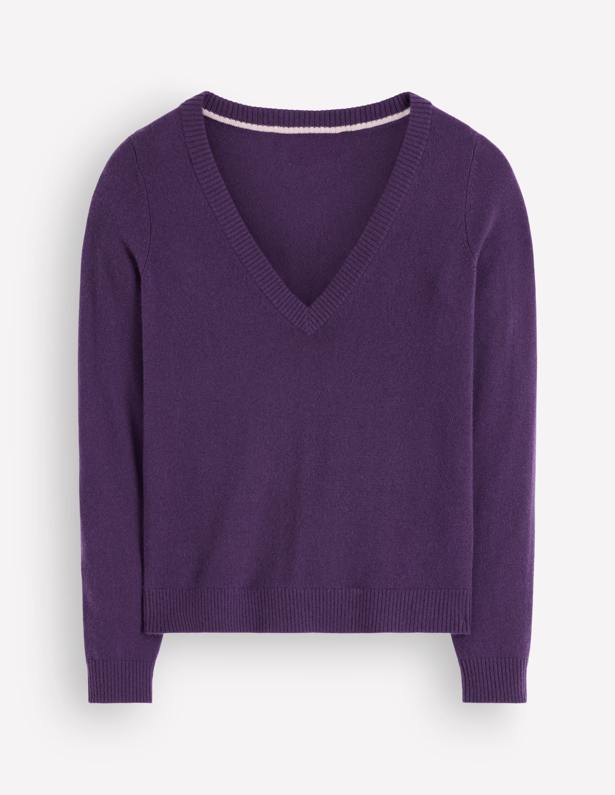 Elsie Kaschmirpullover mit V-Ausschnitt-Dunkle Traube - Image 6
