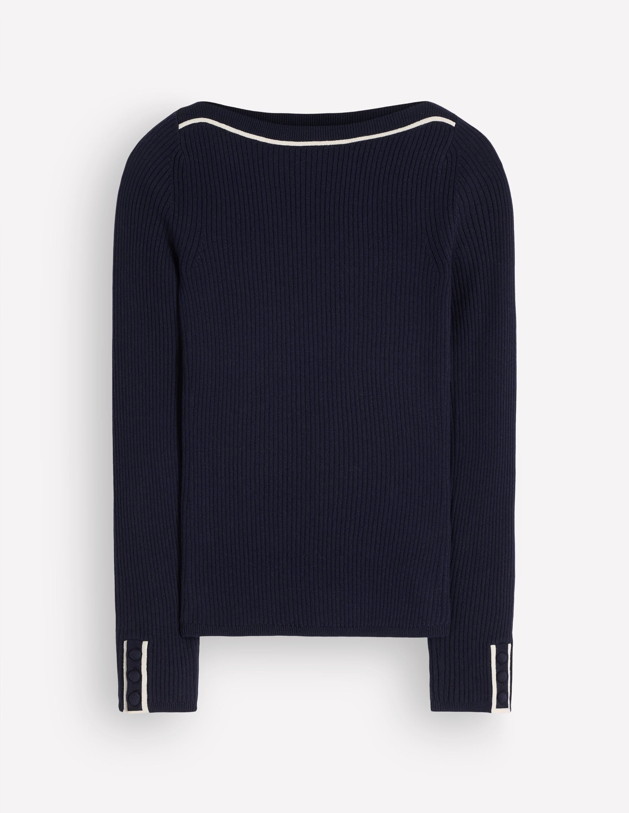Paula Gerippter Pullover mit U-Boot-Ausschnitt-Marineblau - Image 5