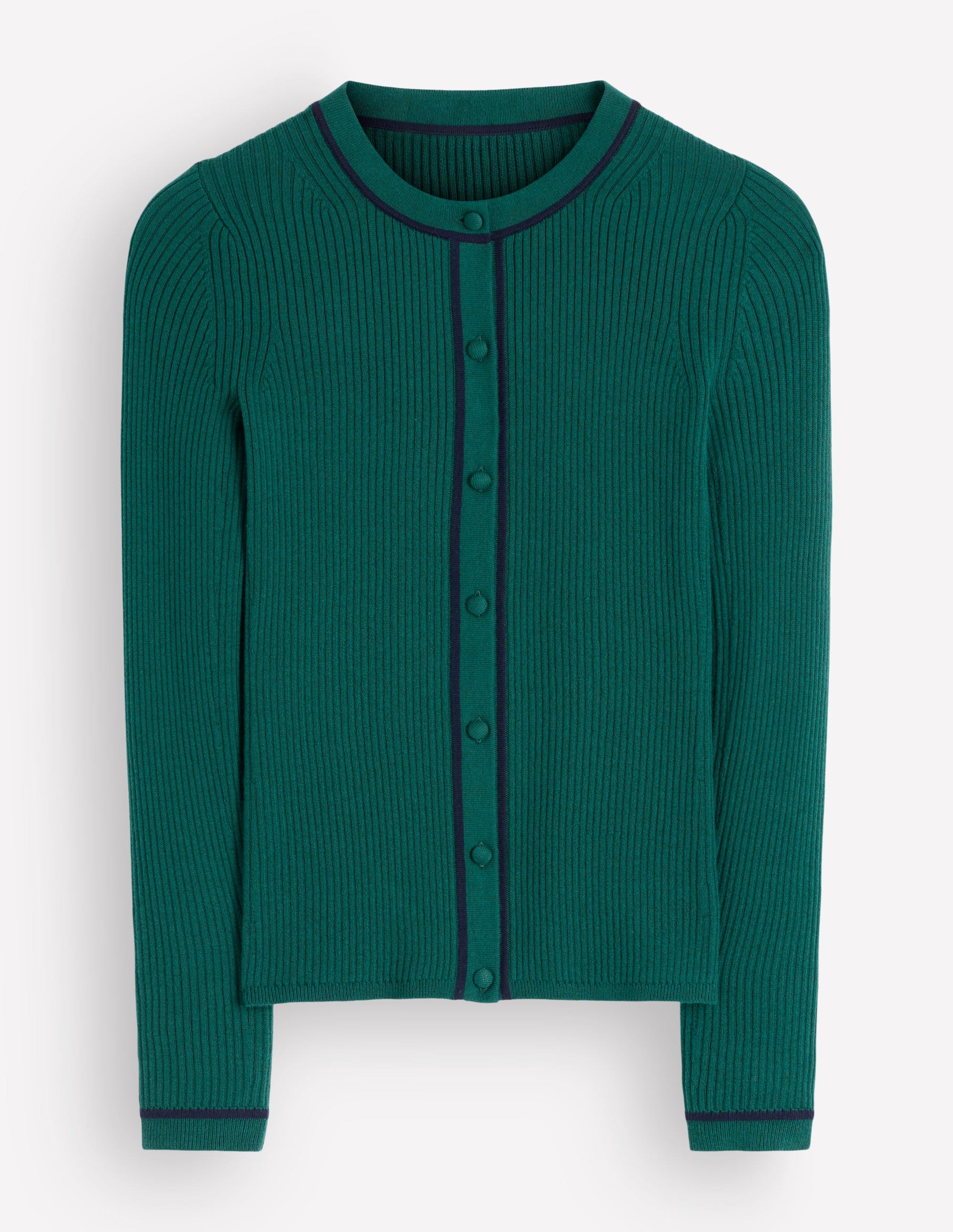 Paula Gerippte Strickjacke mit Rundhalsausschnitt-Mitternachtsblaugrün-6