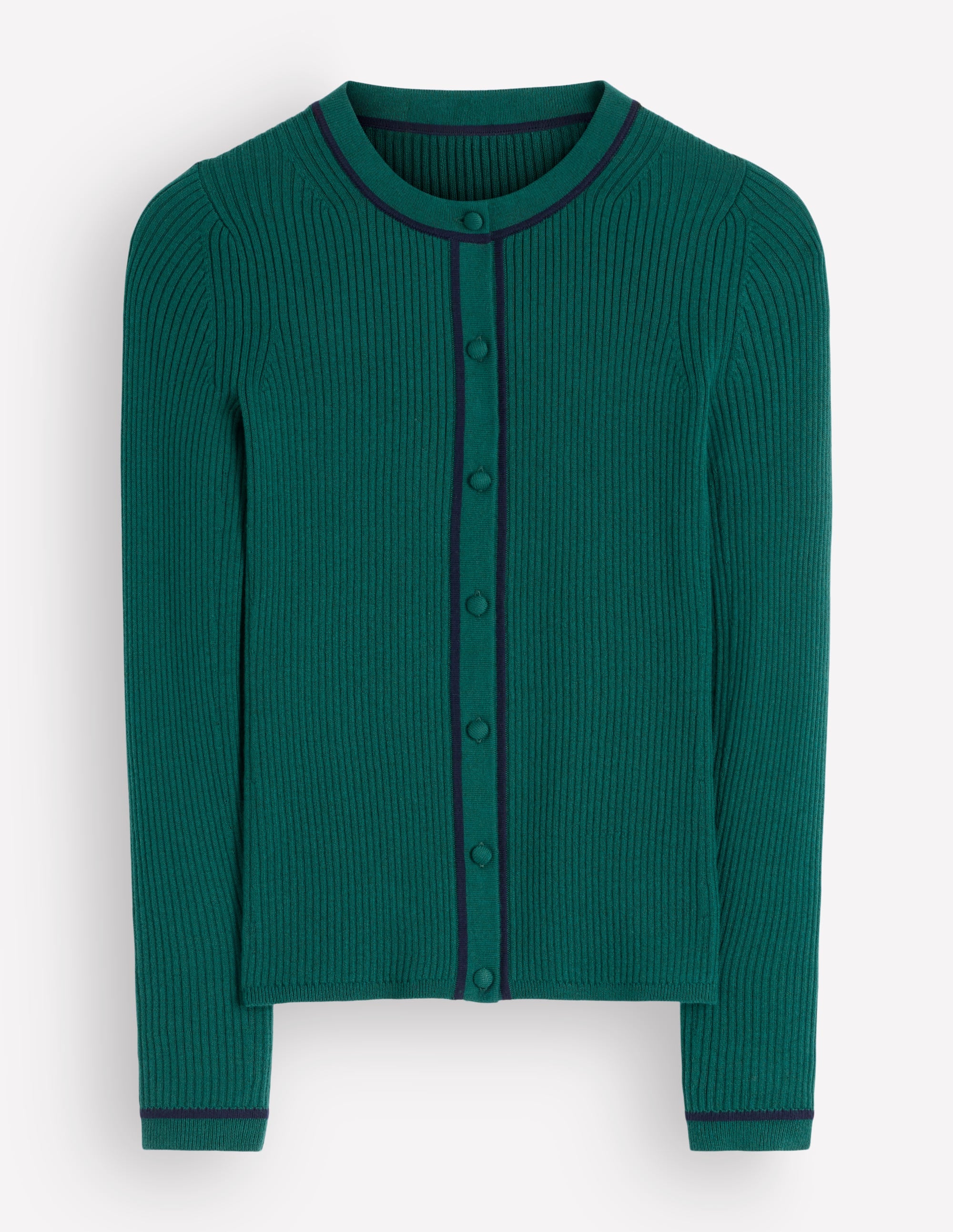 Paula Gerippte Strickjacke mit Rundhalsausschnitt-Mitternachtsblaugrün - Image 6