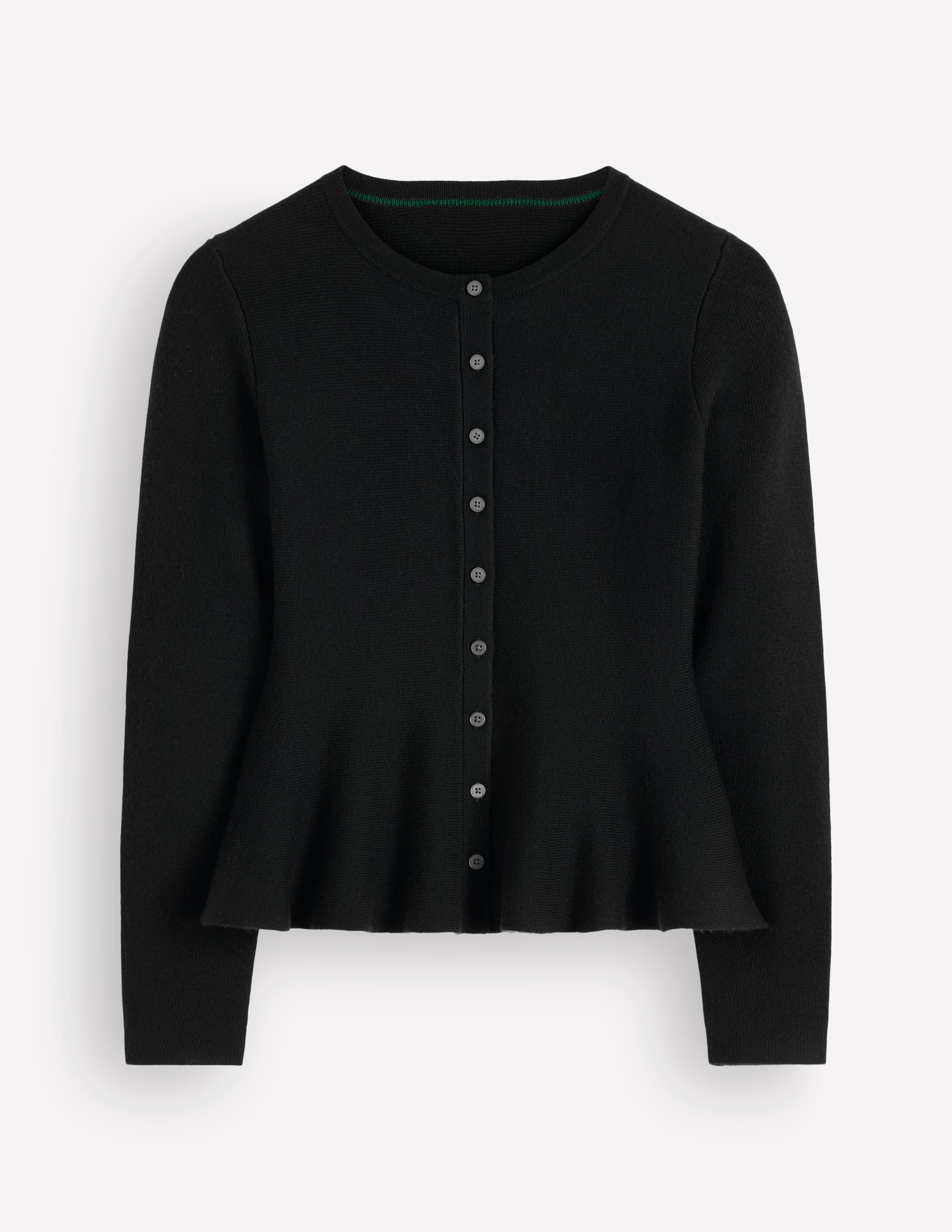 Taillierte Woll-Strickjacke mit Schößchen-Schwarz - Image 6