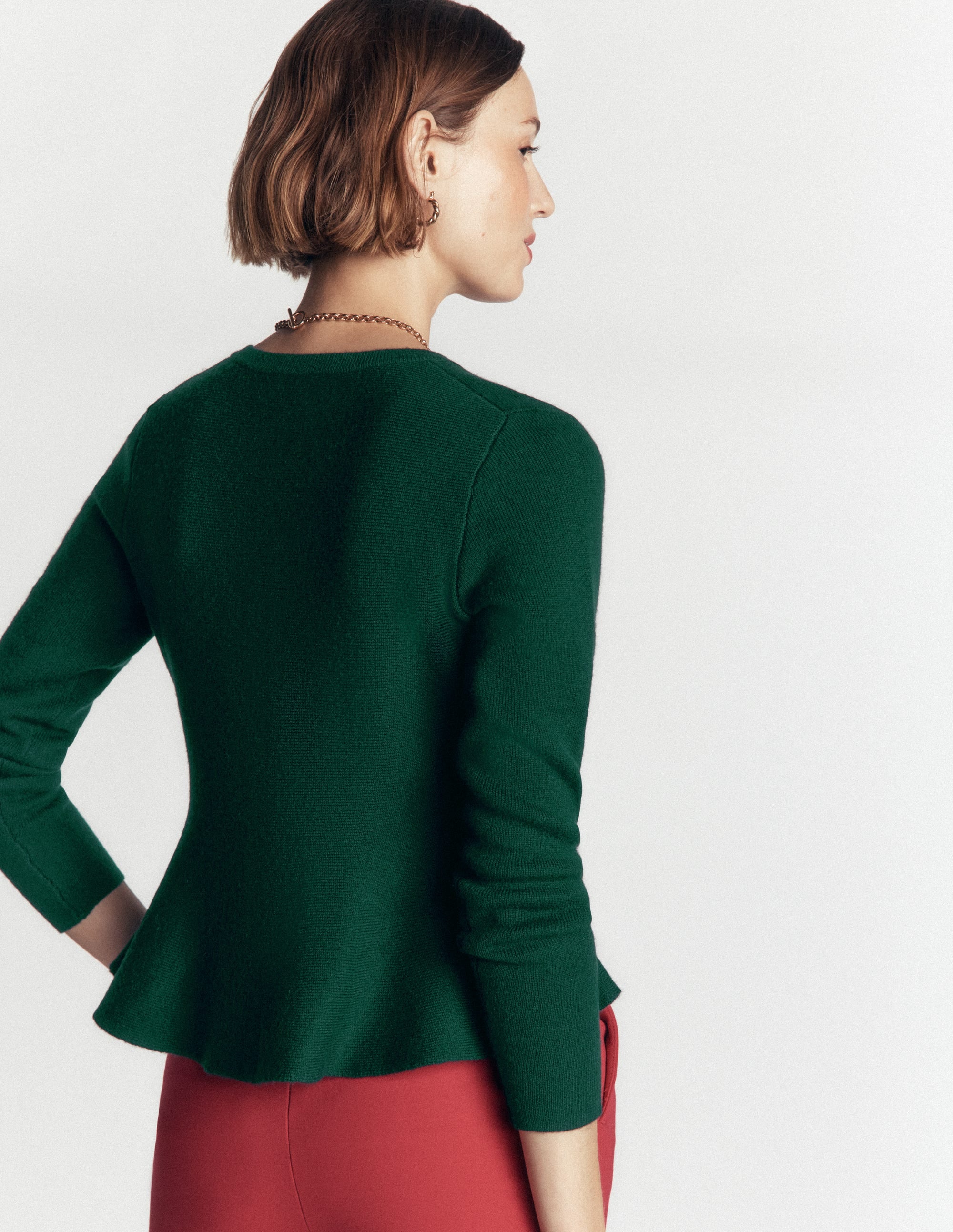 Gilet ajusté en laine à basque-Sea Moss - Image 3