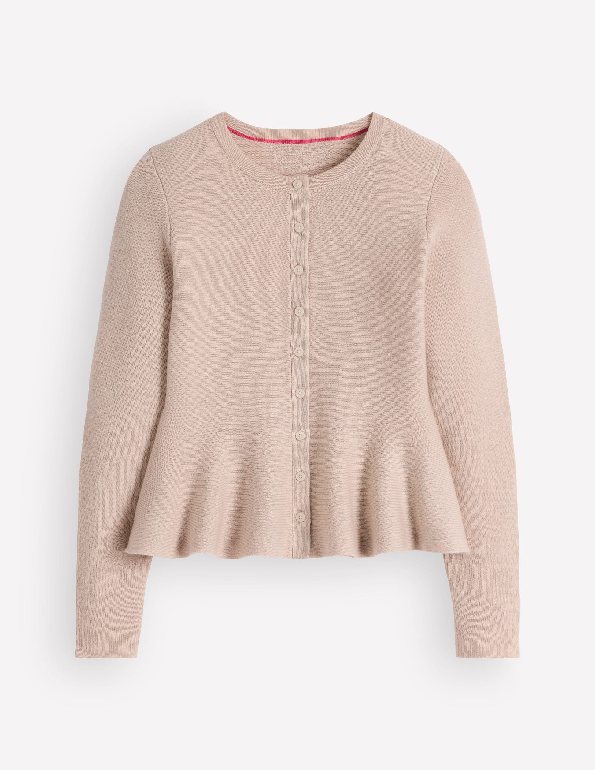 Taillierte Woll-Strickjacke mit Schößchen-Naturweiß-5