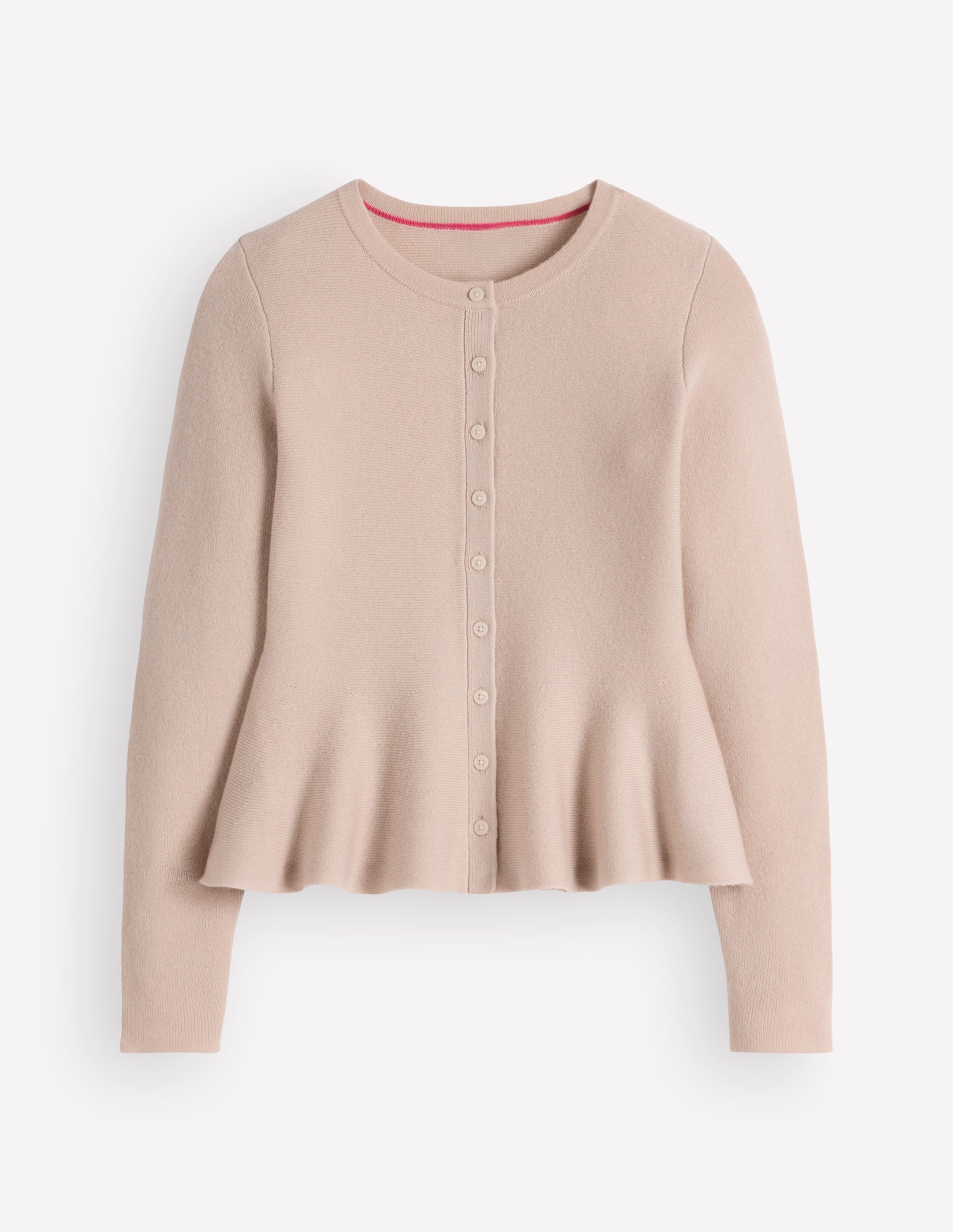 Taillierte Woll-Strickjacke mit Schößchen-Naturweiß - Image 5