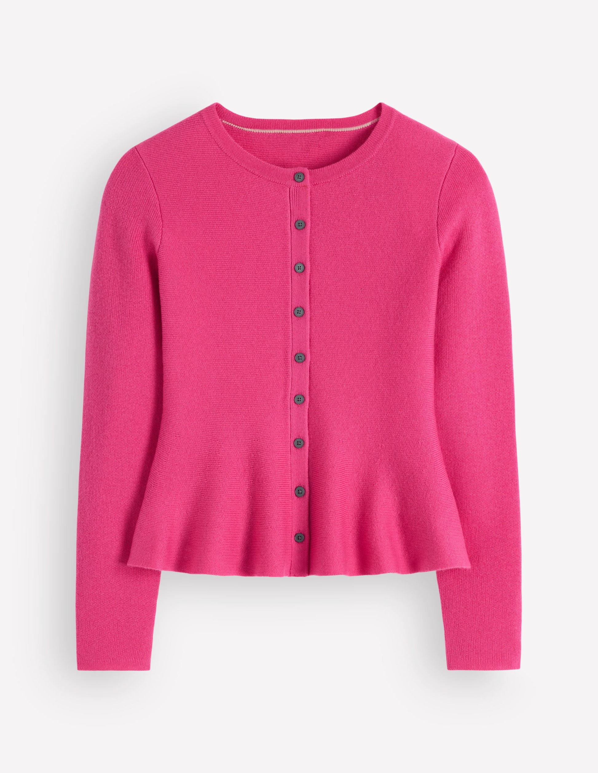 Taillierte Woll-Strickjacke mit Schößchen-ROSA-6