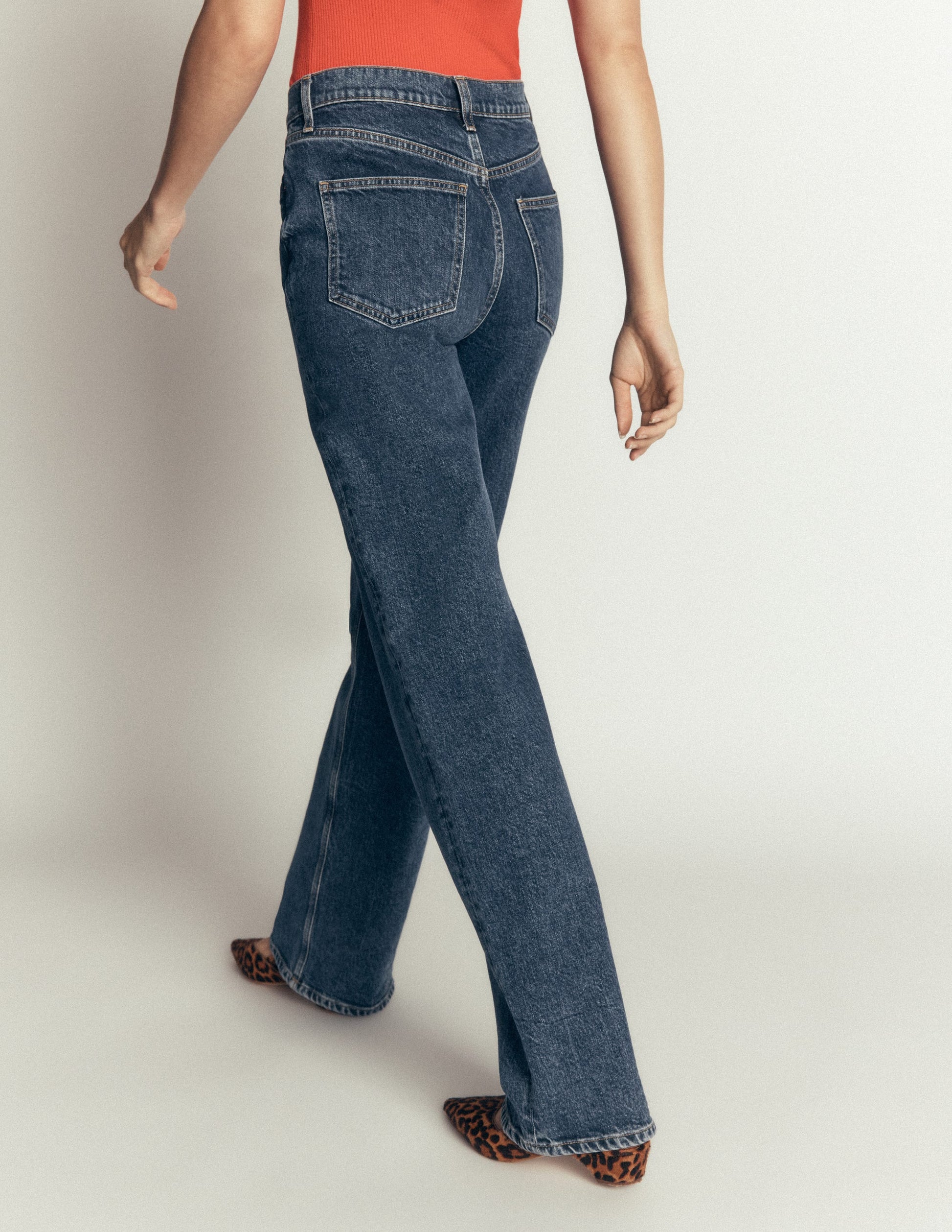 Jeans mit hohem Bund und geradem, weitem Bein-Dunkles Indigo-6