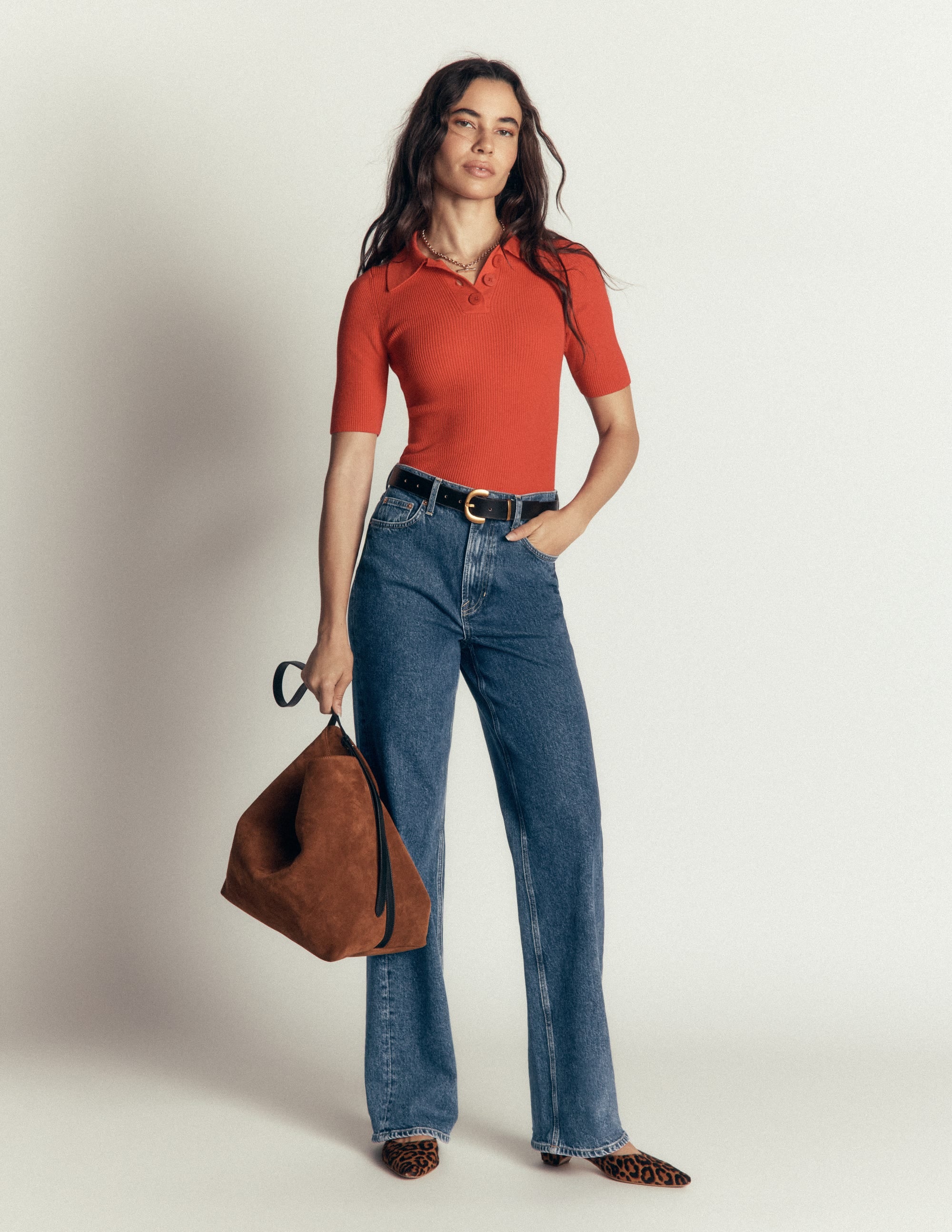 Jeans mit hohem Bund und geradem, weitem Bein-Dunkles Indigo - Image 8