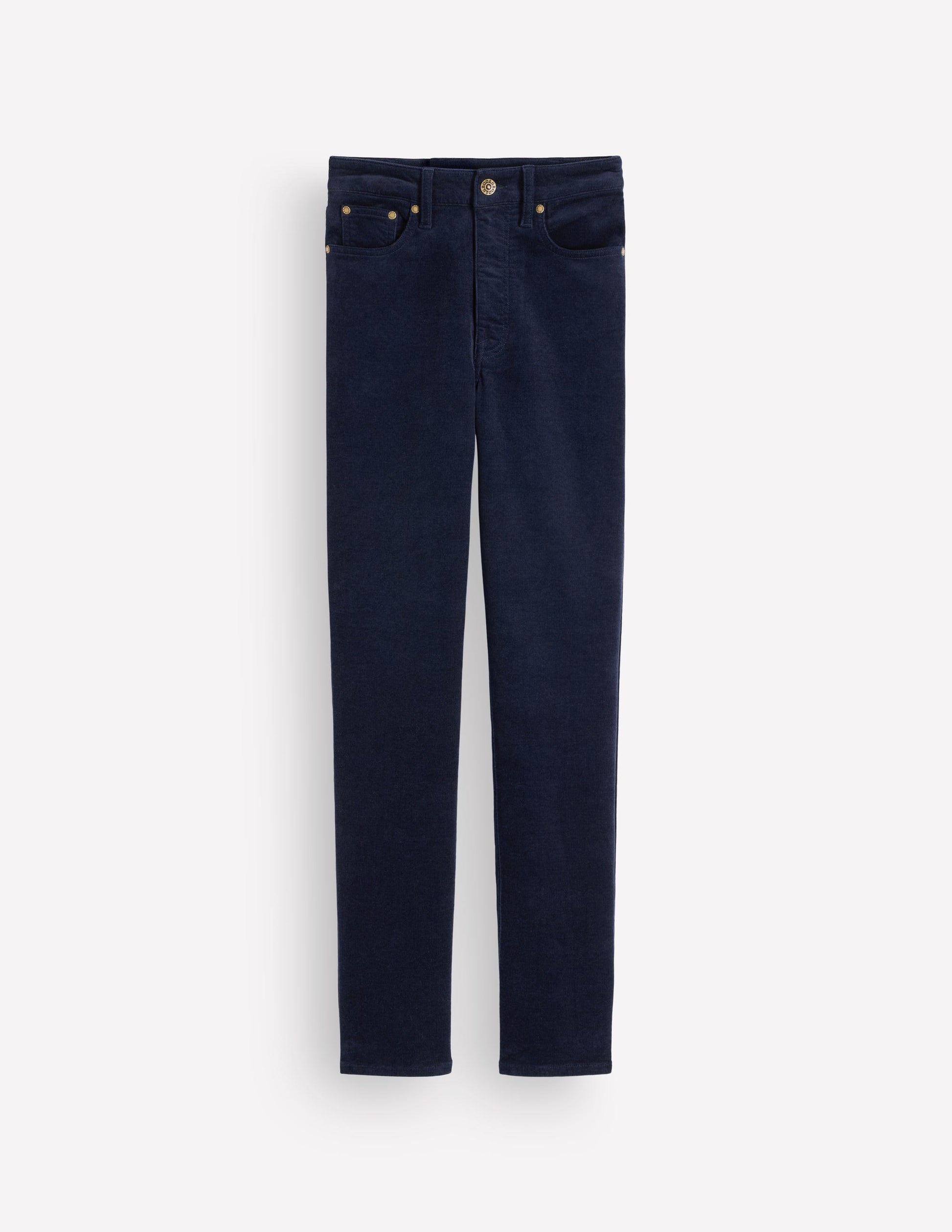 Jean slim à taille haute en velours côtelé-Bleu marine-6