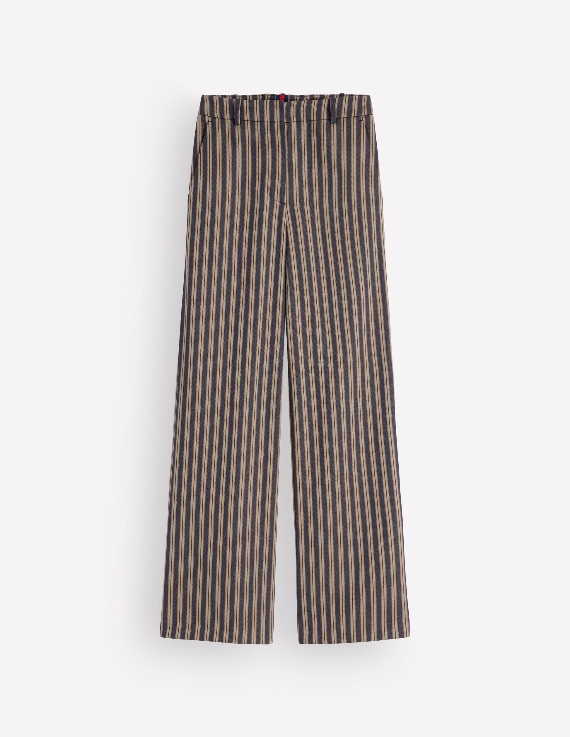 Belgravia Taillierte Hose-Marineblau, Camel Gestreift-7
