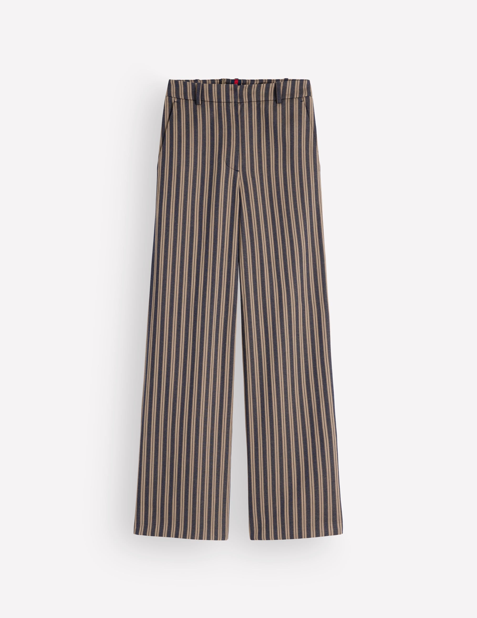 Belgravia Taillierte Hose-Marineblau, Camel Gestreift - Image 6