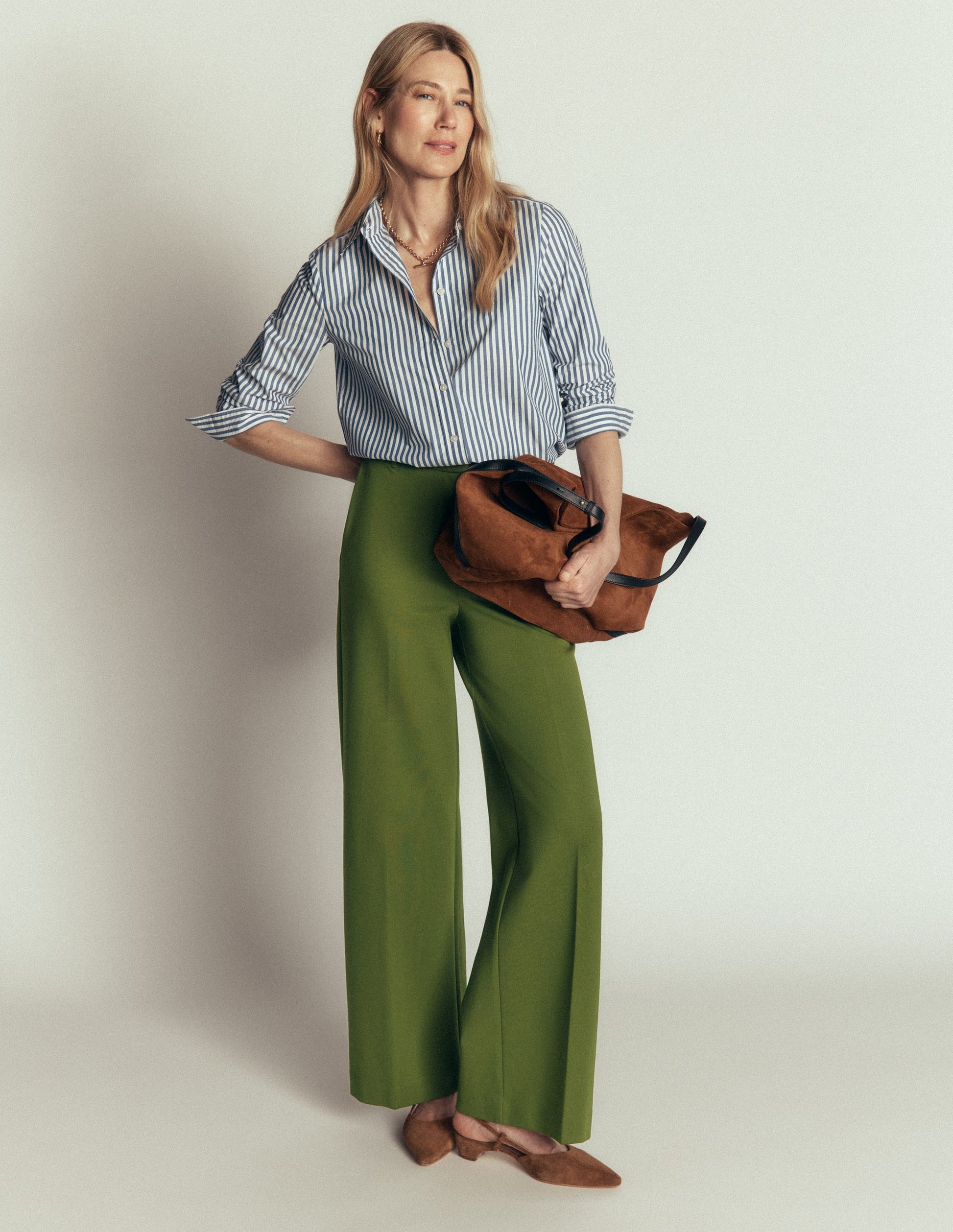 Pantalon Belgravia en point de Rome-Vert forêt-1