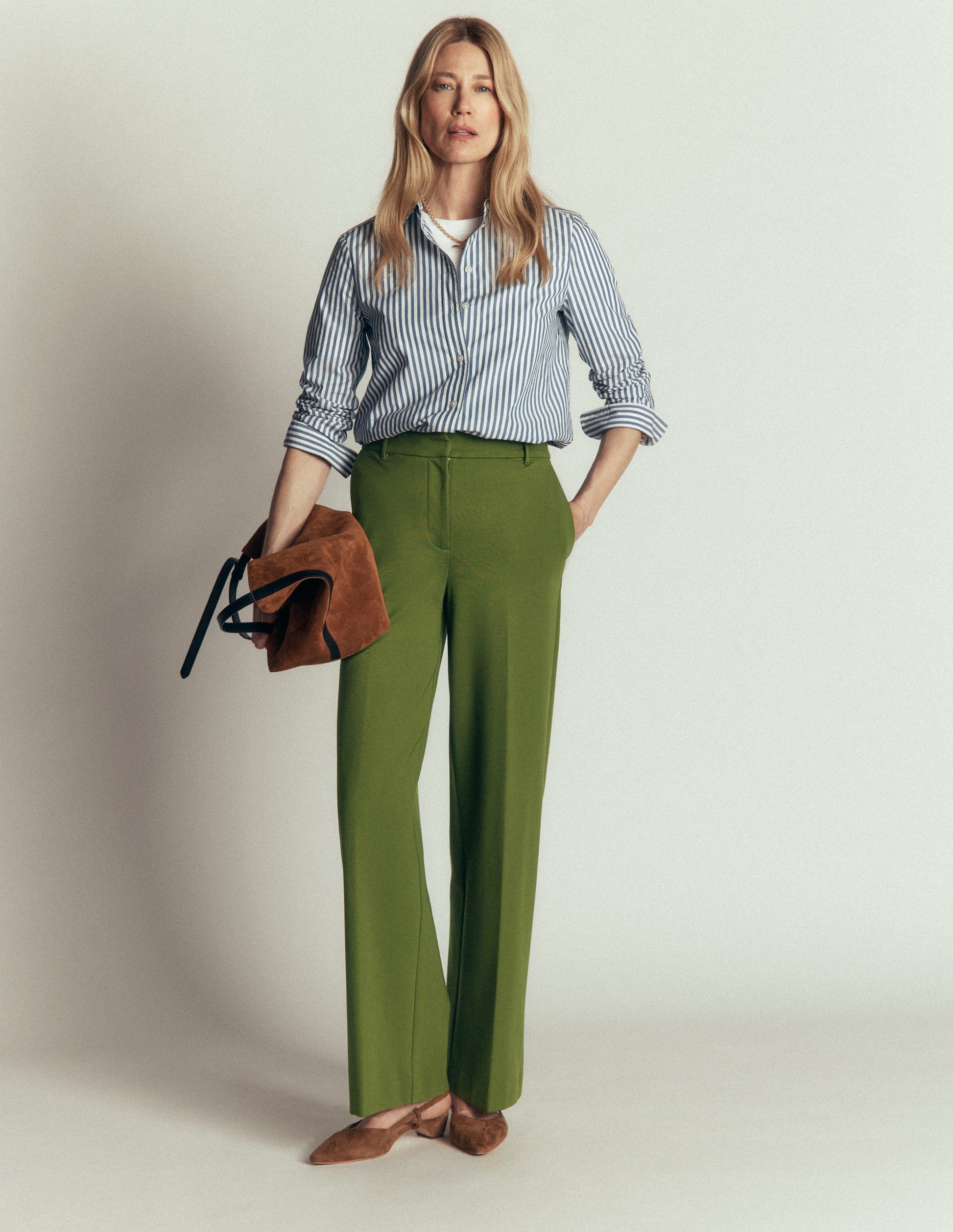 Pantalon Belgravia en point de Rome-Vert forêt-4