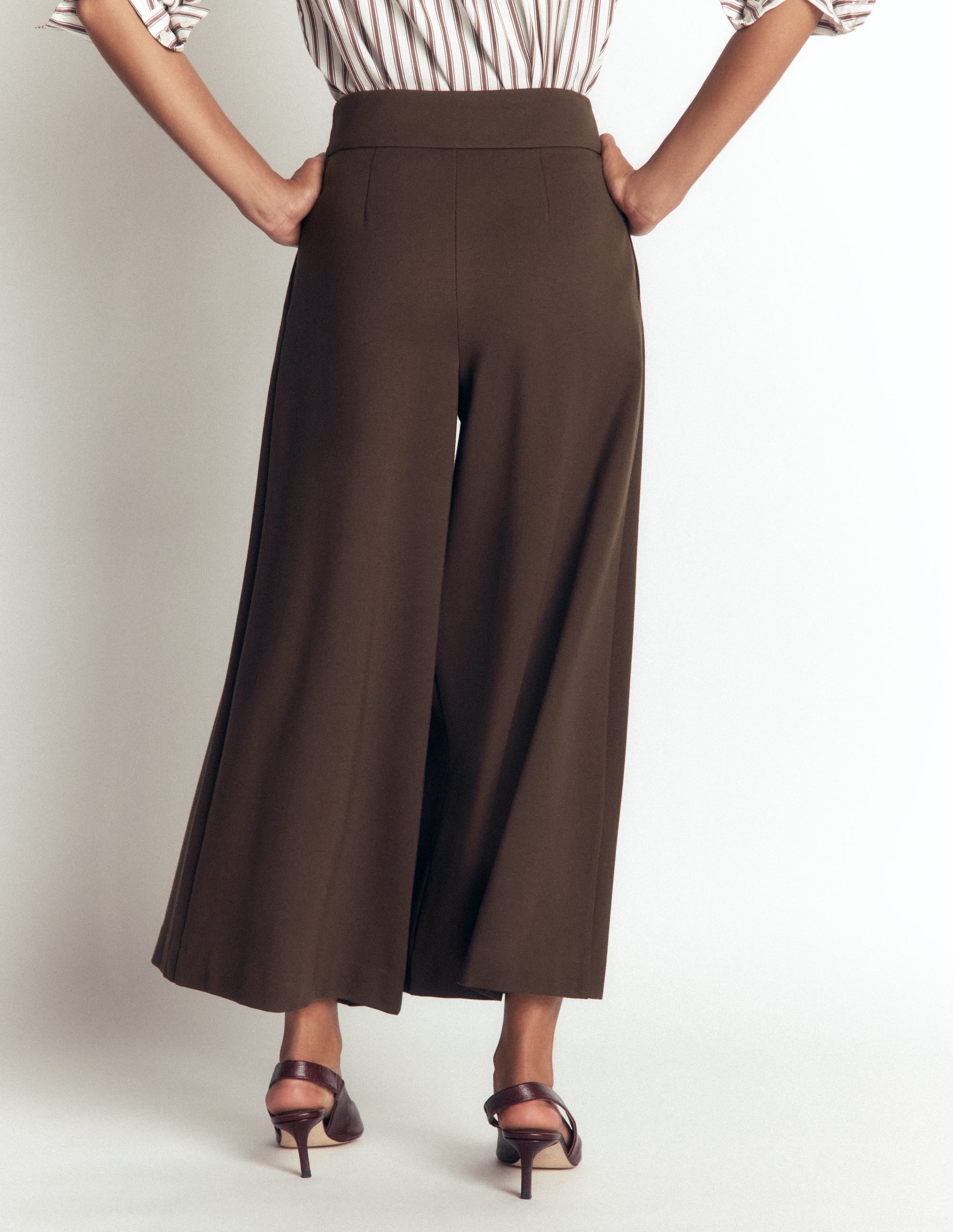 Ponte-Culottes mit Faltendetail-Bitterschokolade - Image 3