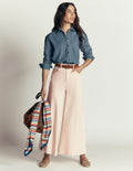 Culotte-Jeans mit weitem Bein-Beige