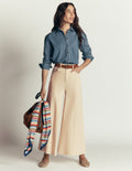 Wide Leg Culotte Jeans-Ecru