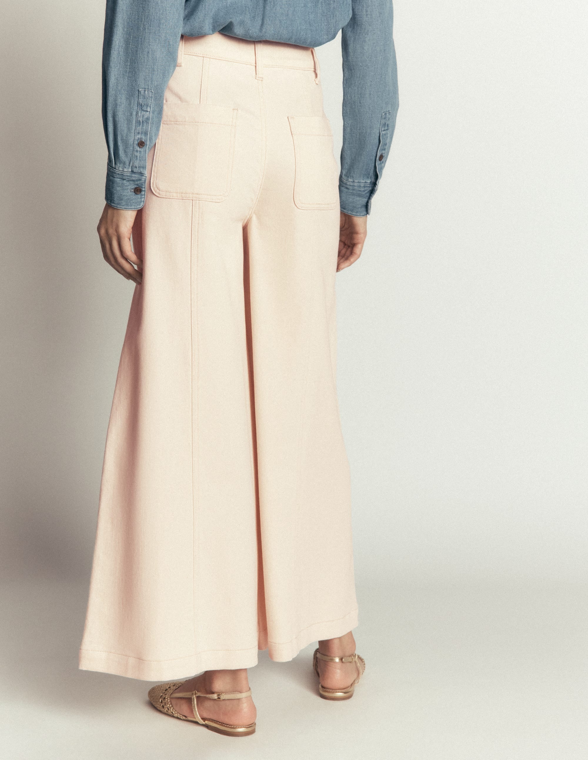 Culotte-Jeans mit weitem Bein-Beige - Image 3