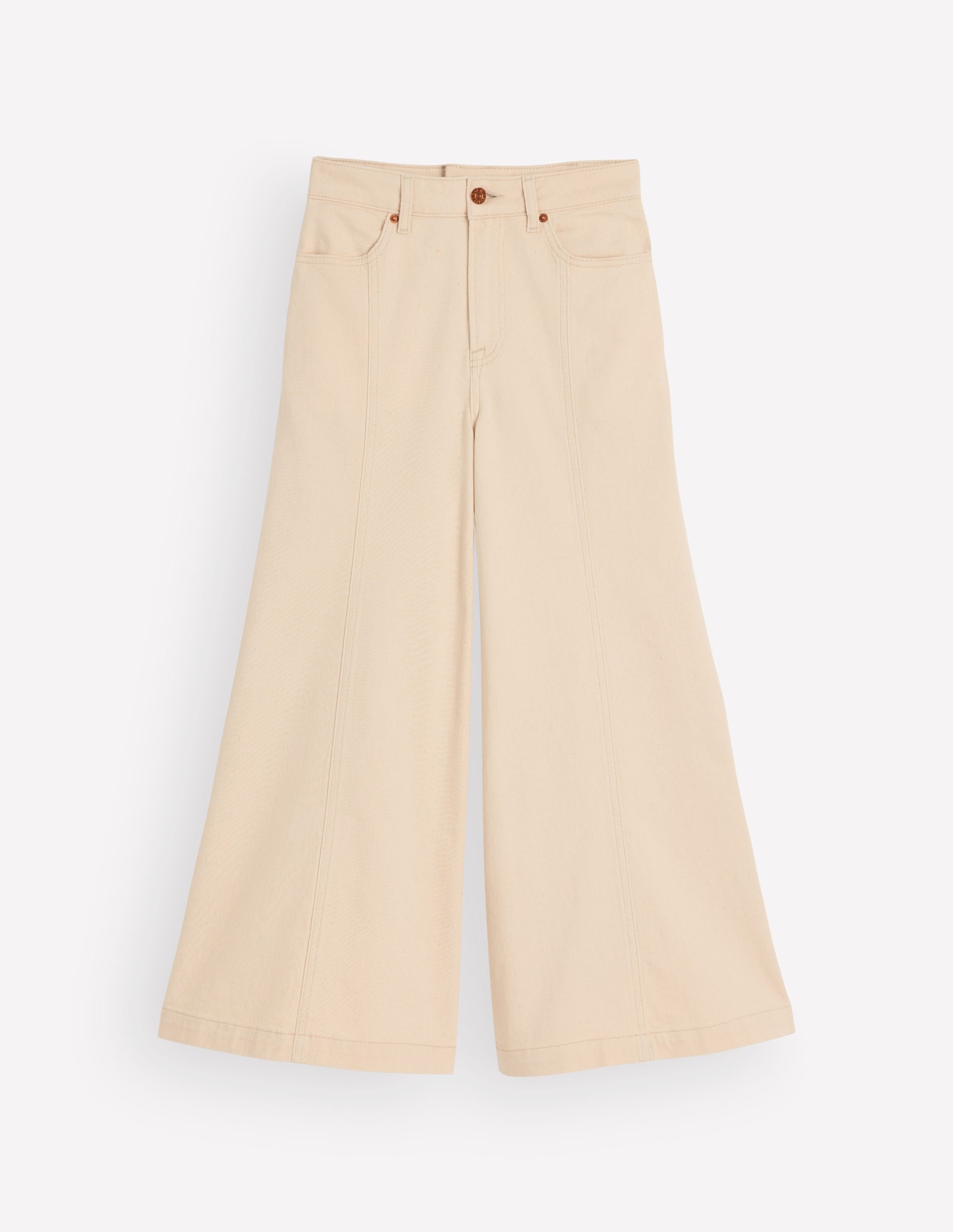 Wide Leg Culotte Jeans-Ecru - Image 6