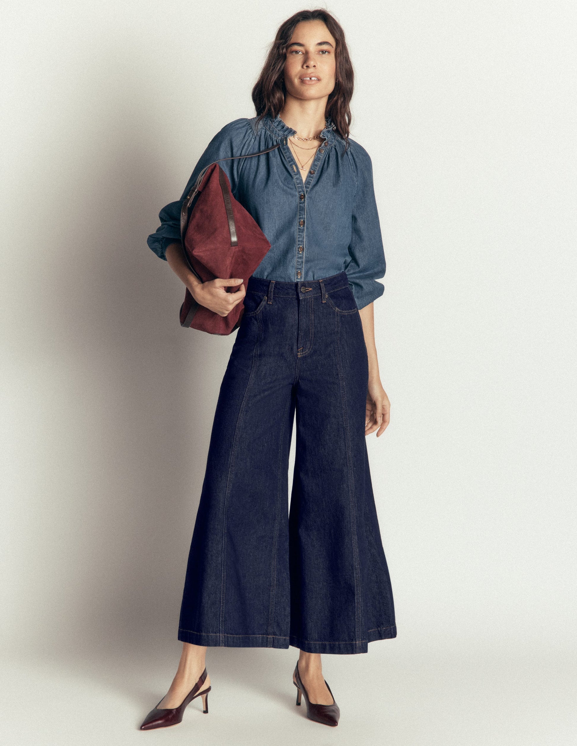 Culotte-Jeans mit weitem Bein-Indigo-1