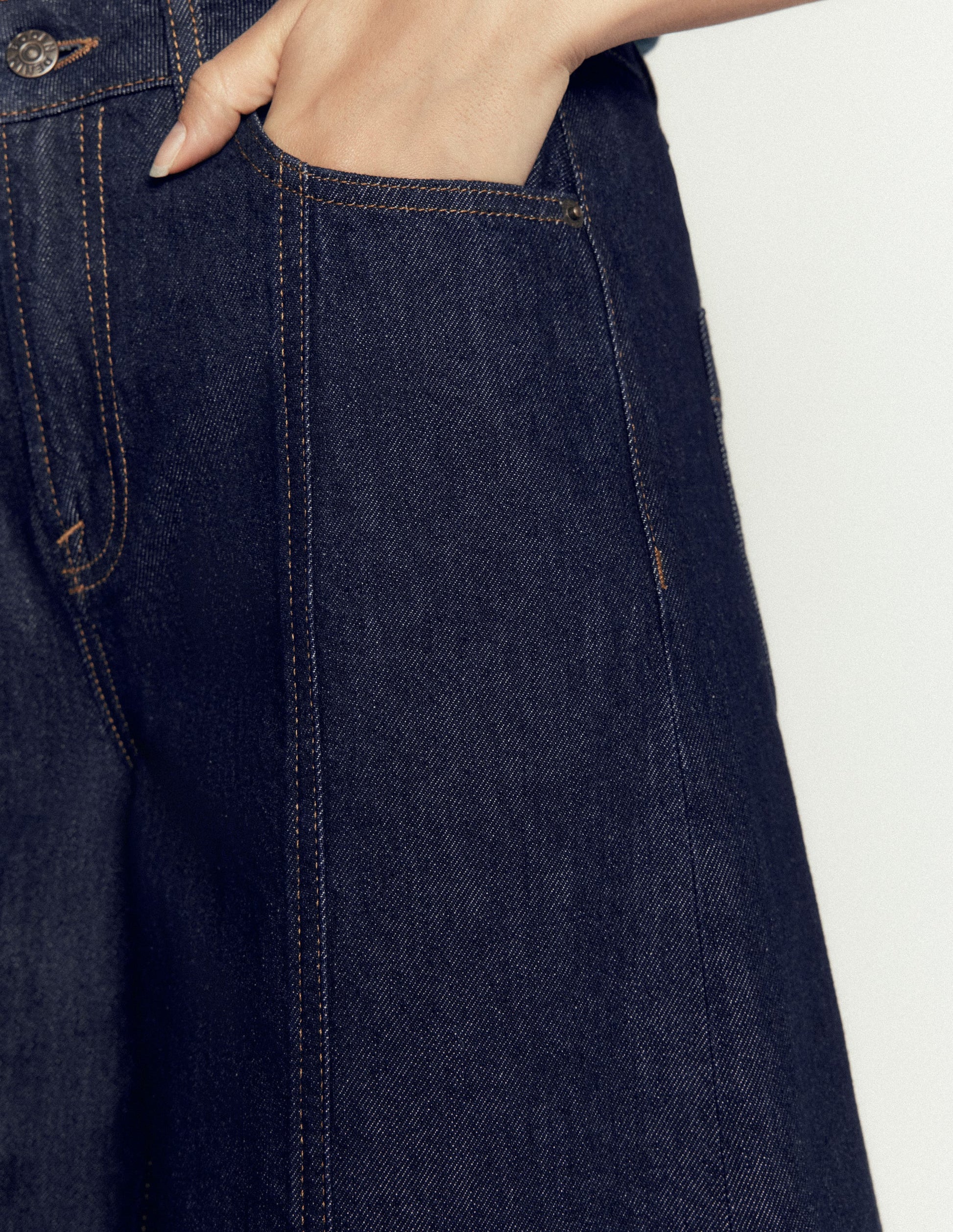 Culotte-Jeans mit weitem Bein-Indigo-2