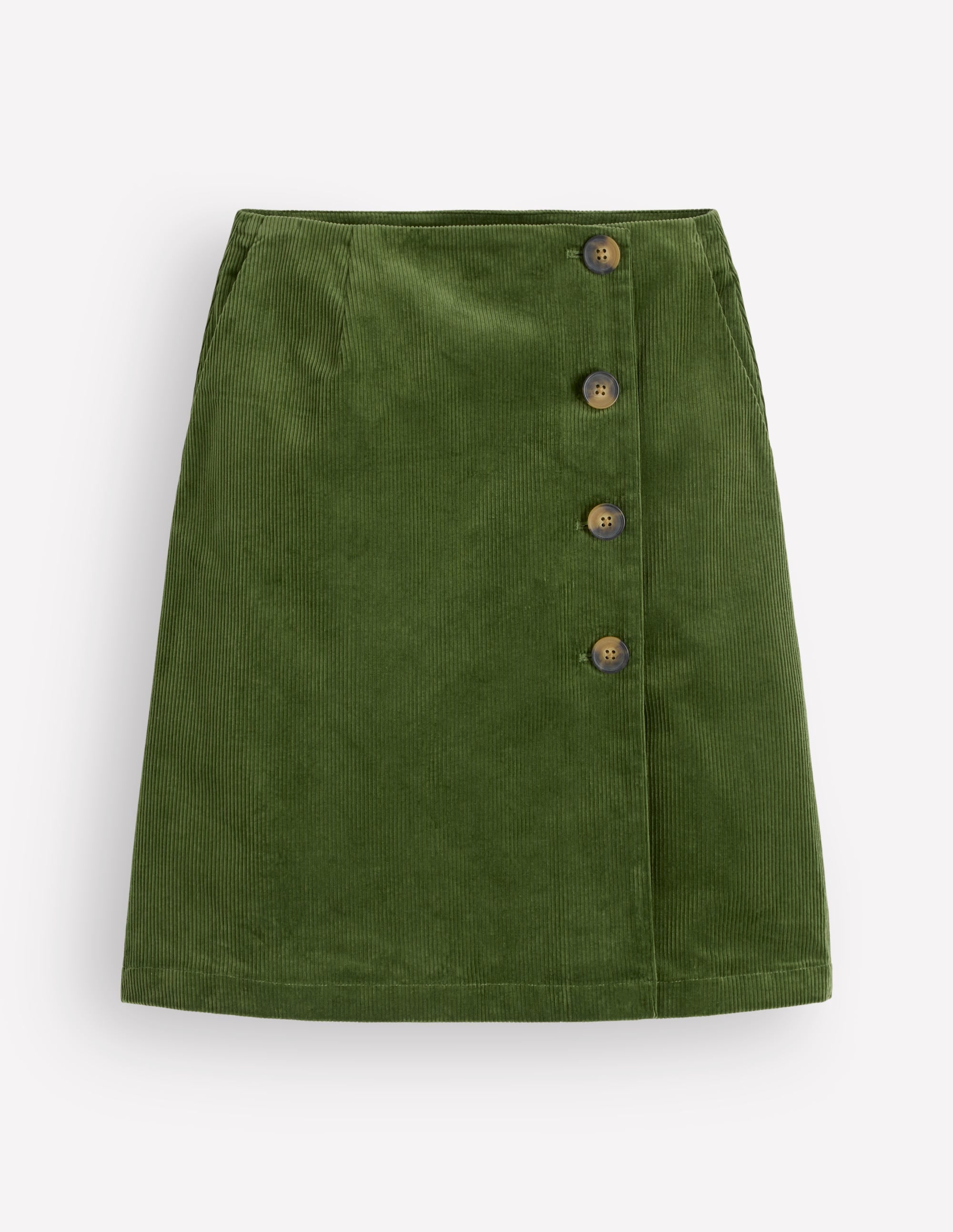 Evelyn Button Cord Wrap Skirt-Forest Green - Image 5