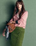 Evelyn Button Cord Wrap Skirt-Forest Green