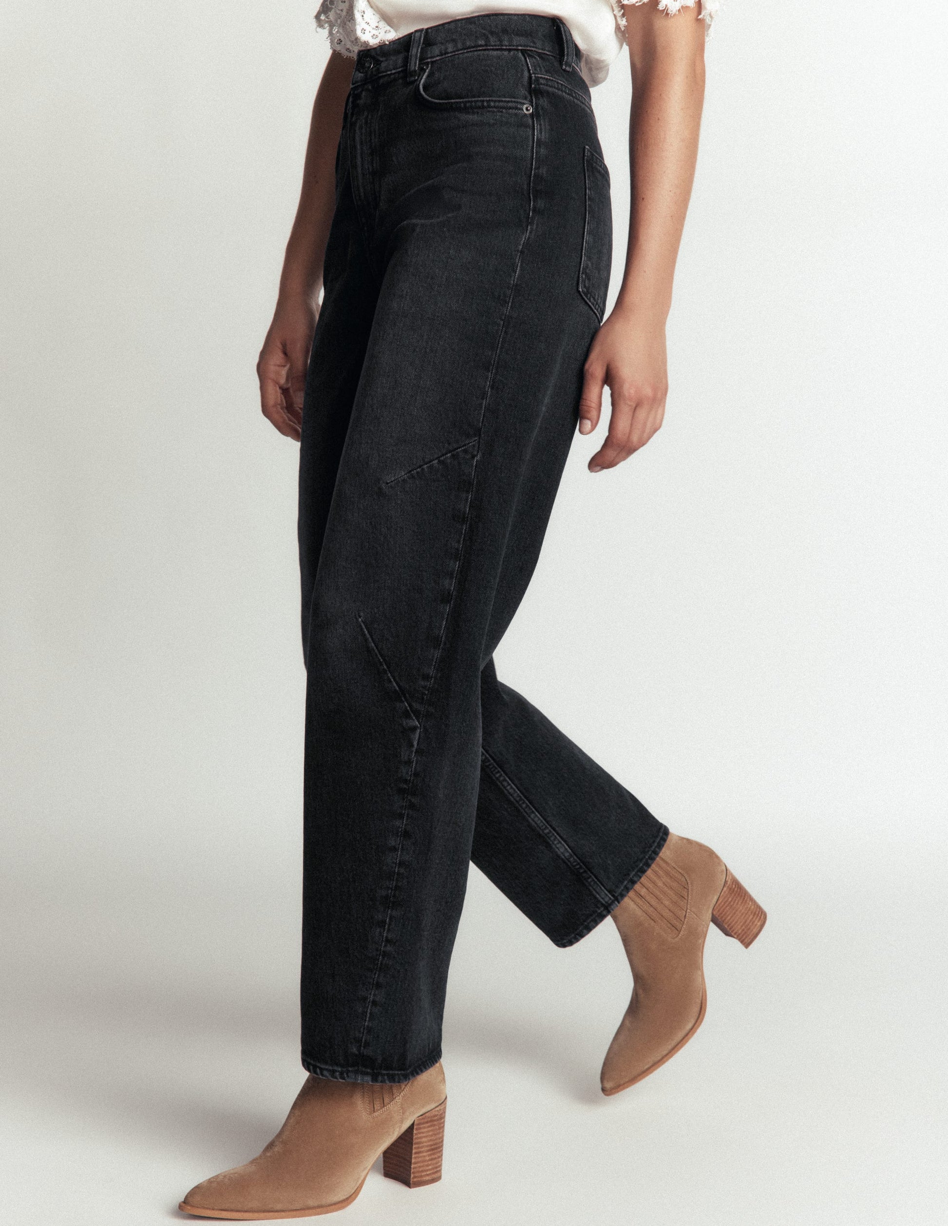 Barrel-Jeans-Verwaschenes Schwarz-4