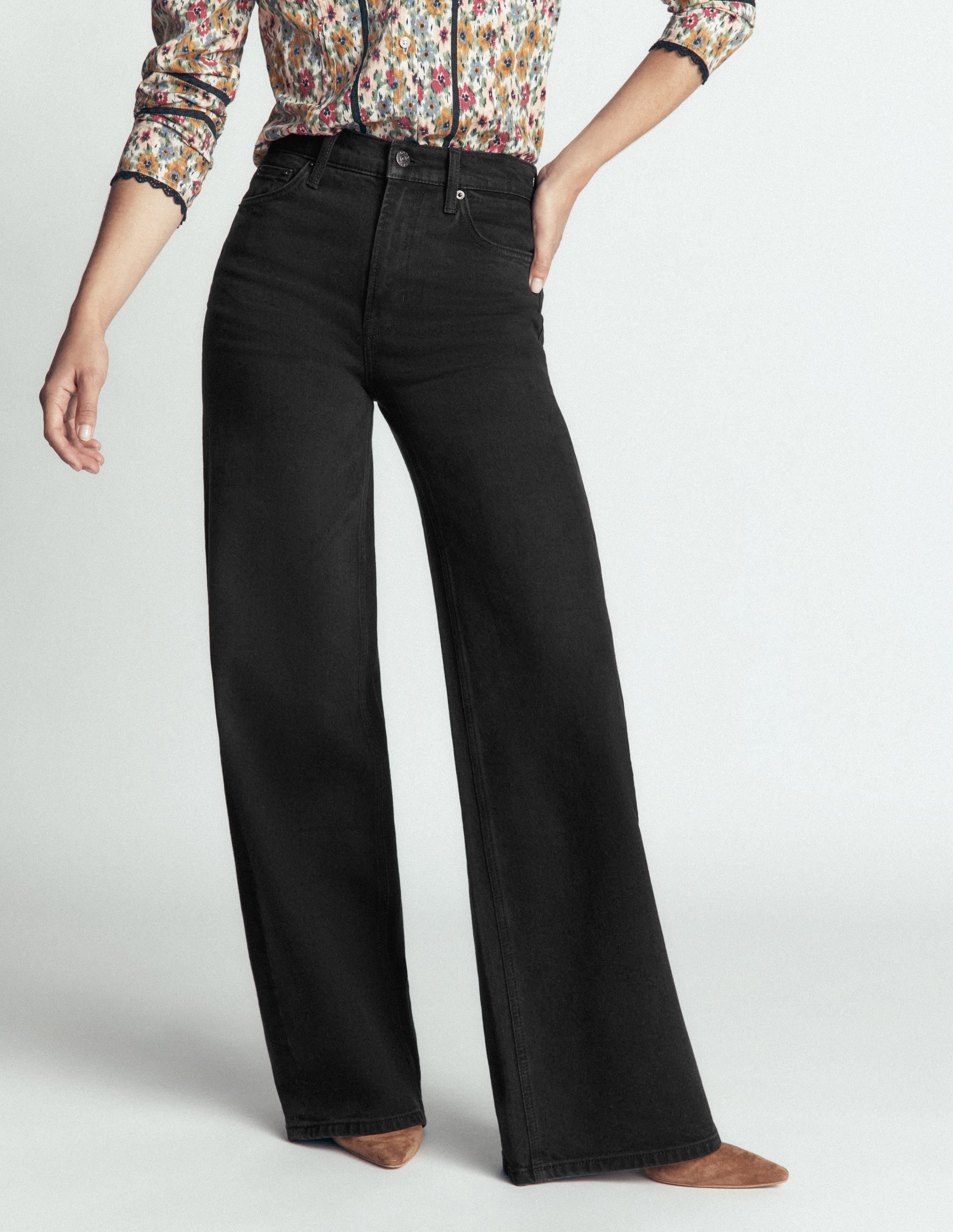 Jean large taille haute-Noir délavé - Image 5