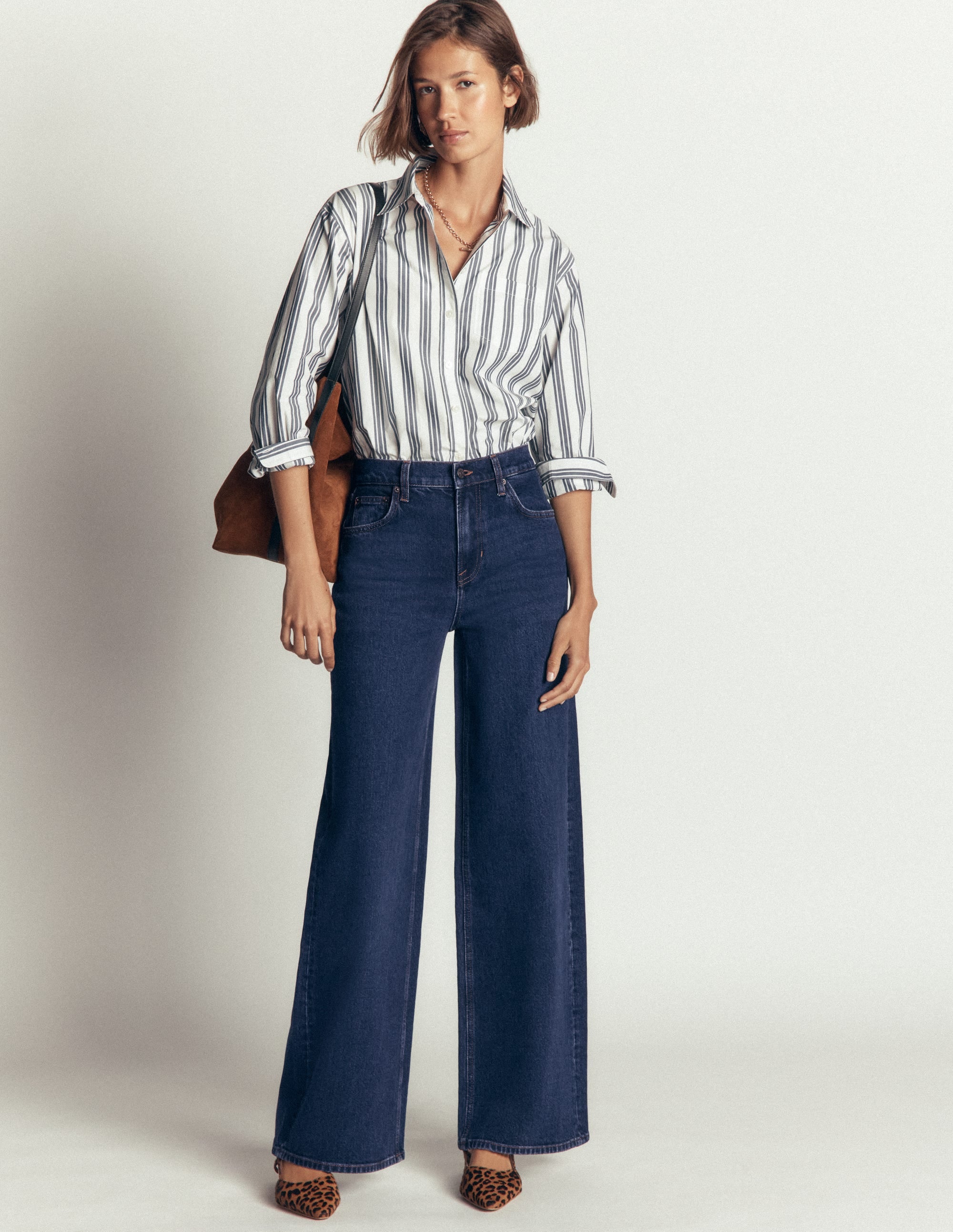 Jean large taille haute-Indigo Délavé - Image 1
