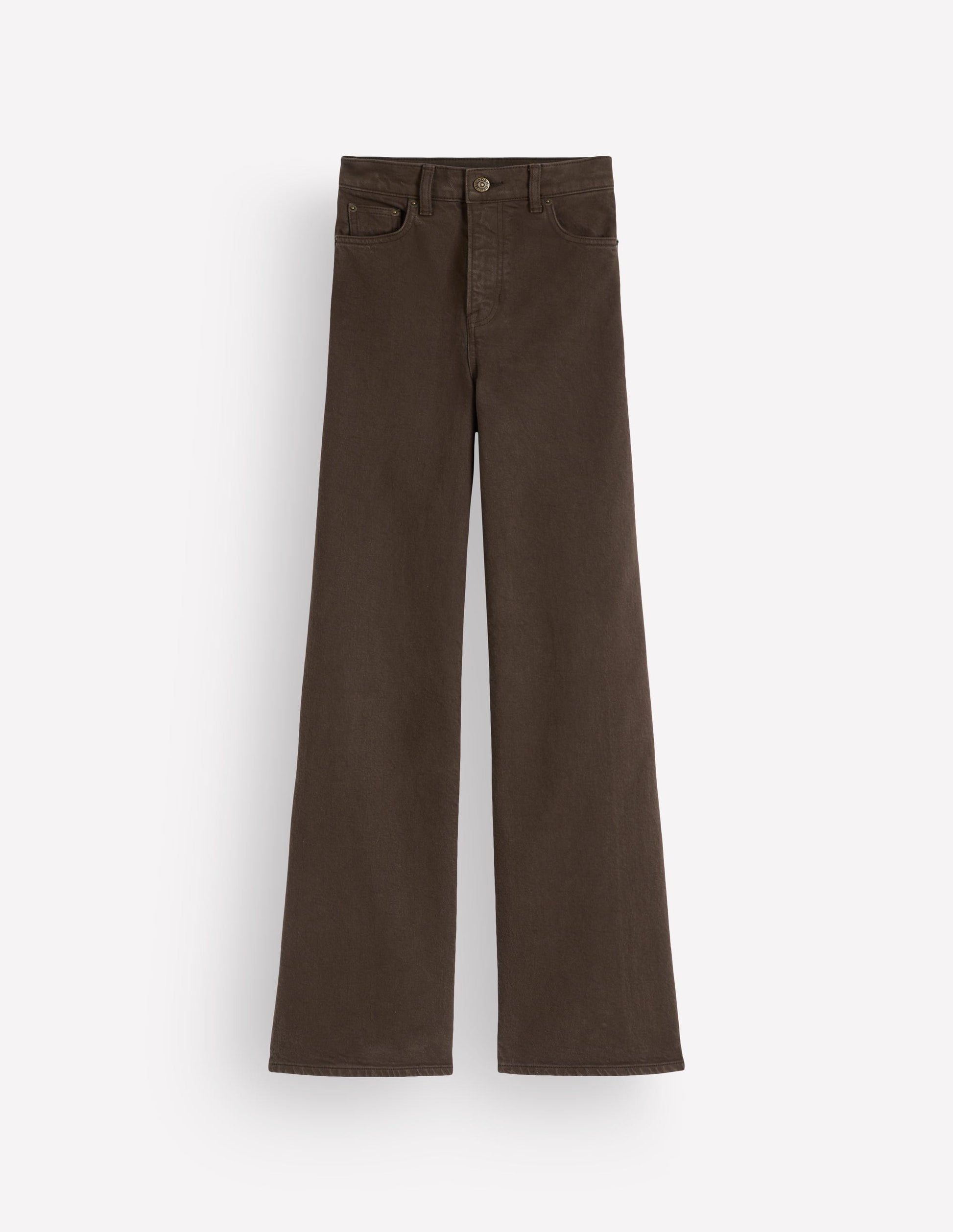 Hoch geschnittene Jeans mit weitem Bein-Dunkle Schokolade-6
