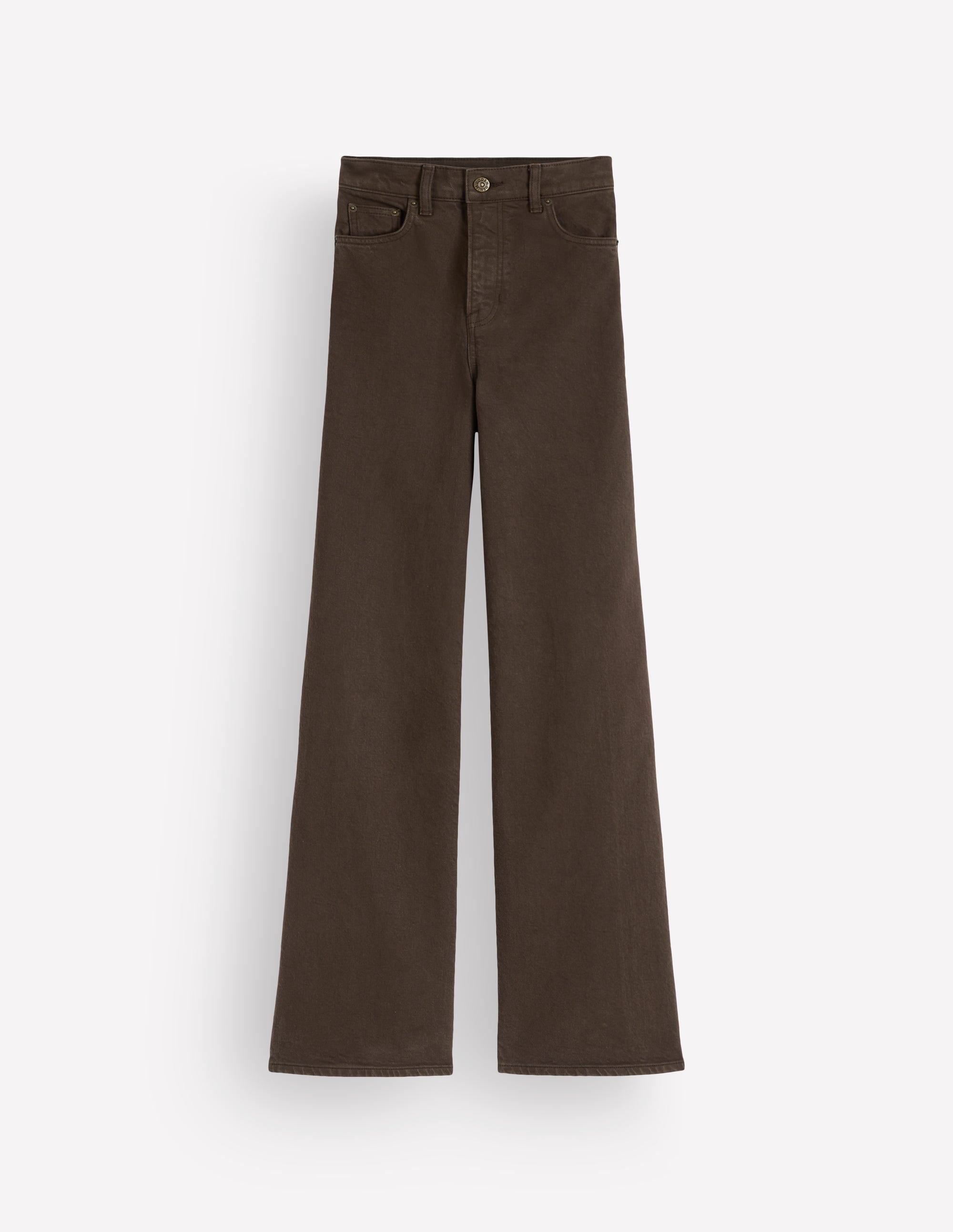 Hoch geschnittene Jeans mit weitem Bein-Dunkle Schokolade - Image 6