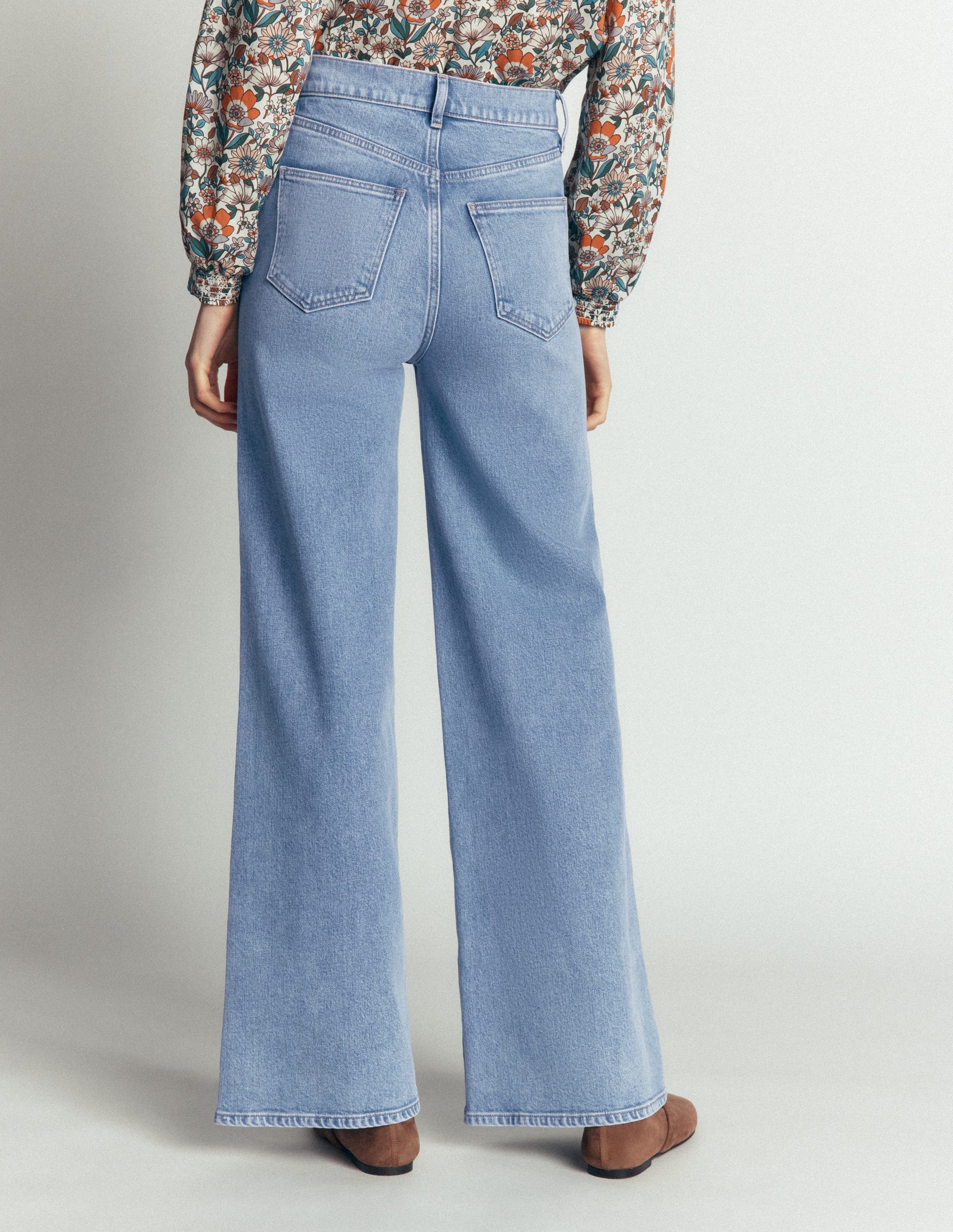 Jean large taille haute-Blanc/Cerf-3