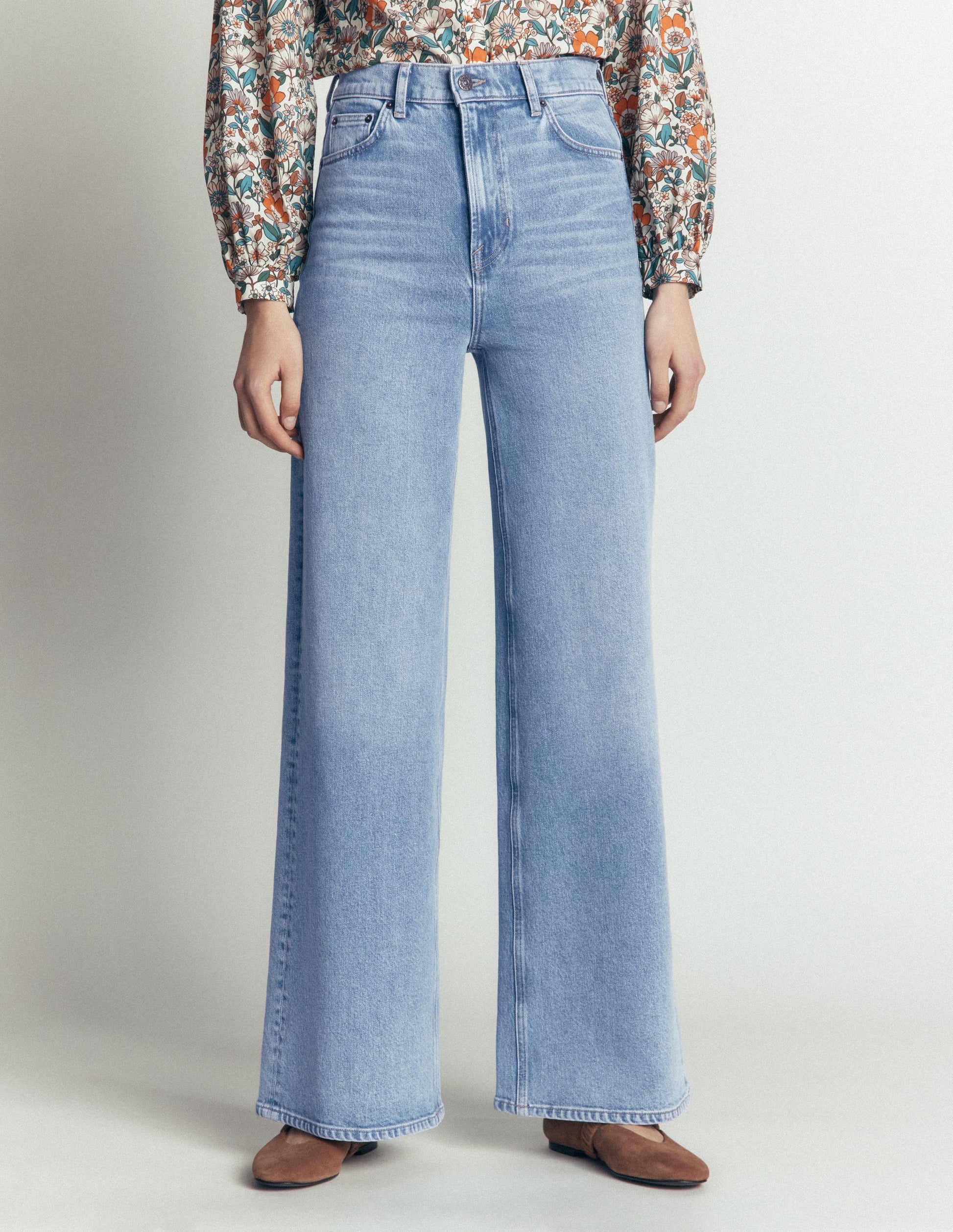 Jean large taille haute-Blanc/Cerf-4