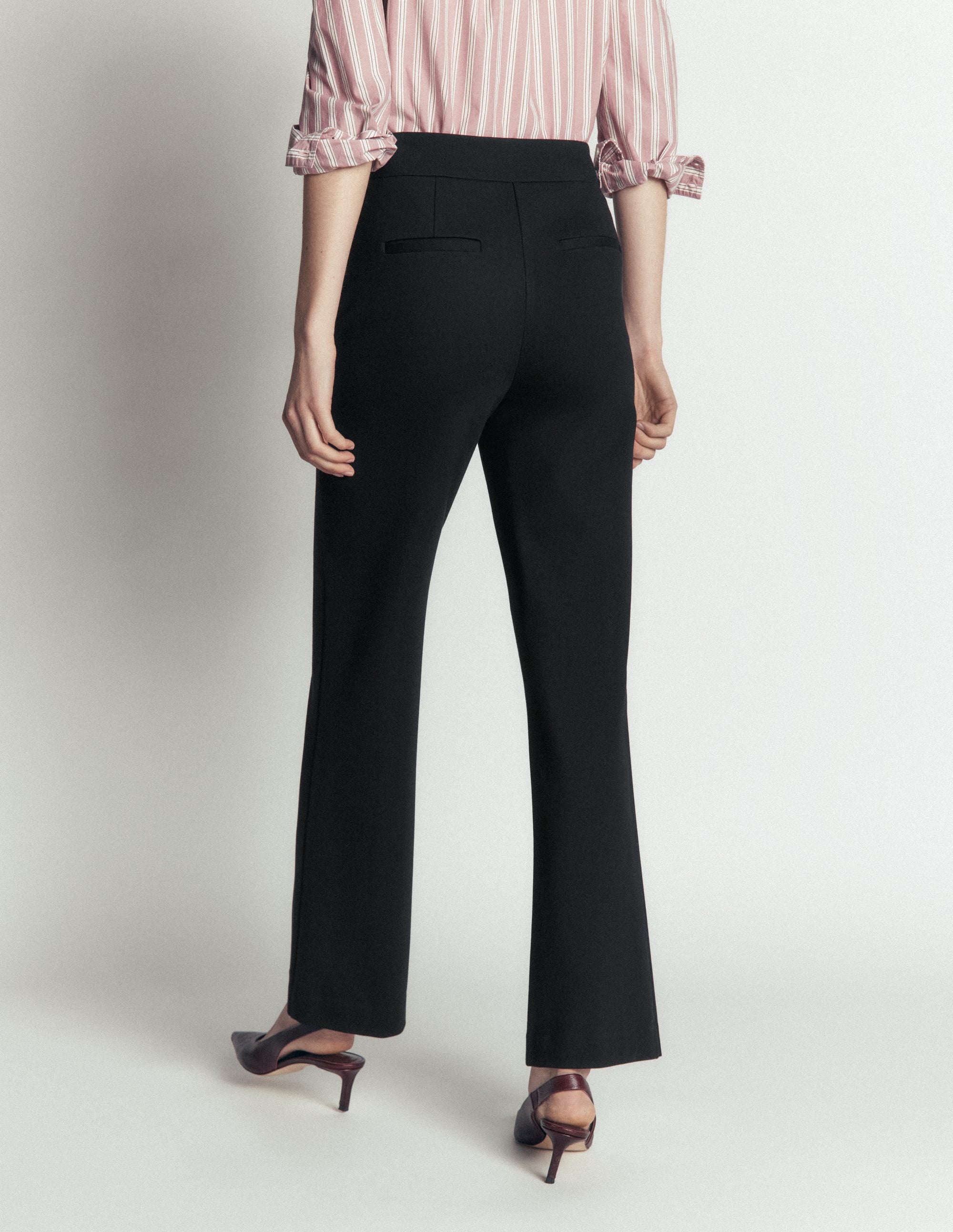 Pantalon droit en point de Rome-Noir - Image 3