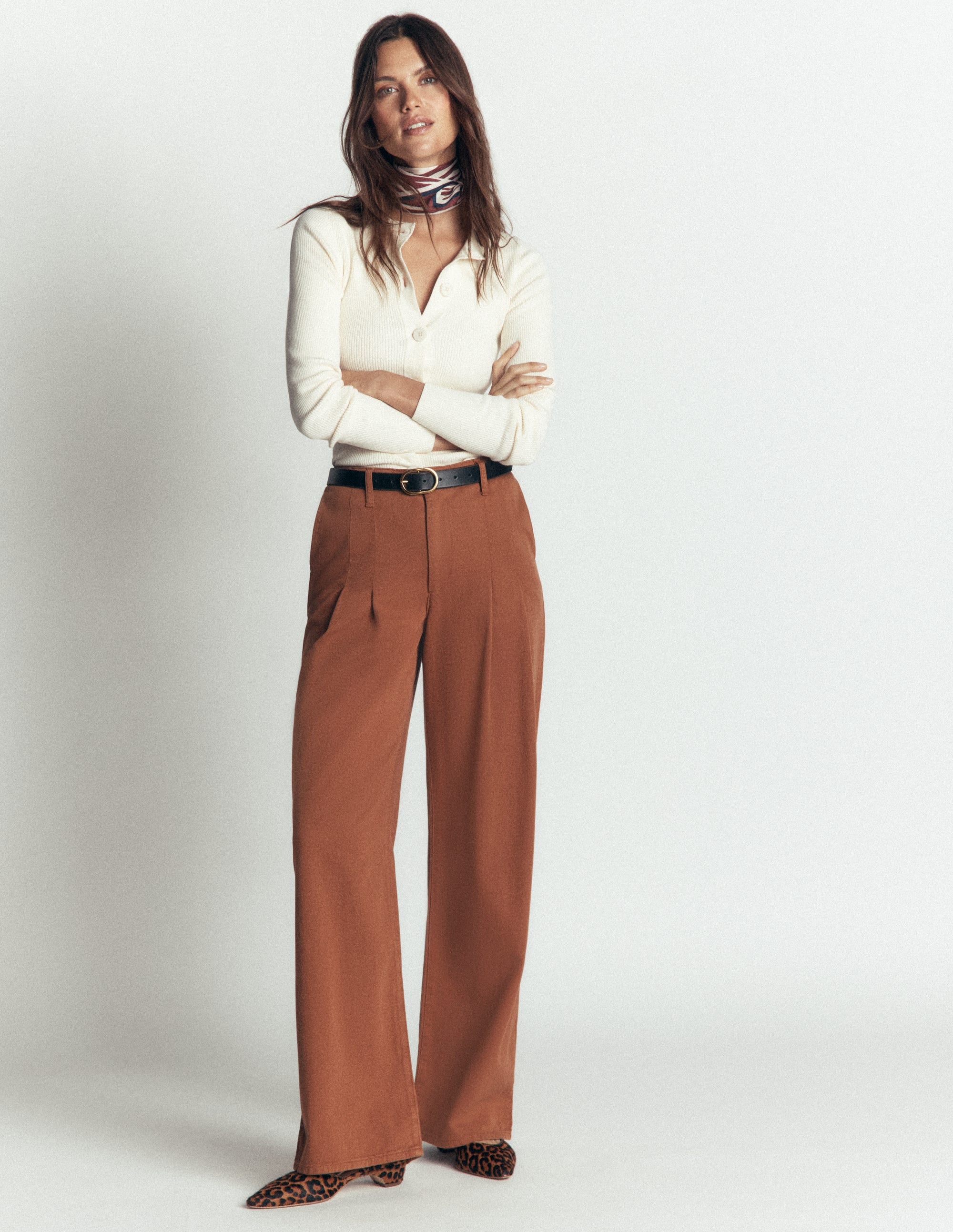 Mayfair Hose mit Bundfalte-Braun-Orange - Image 1